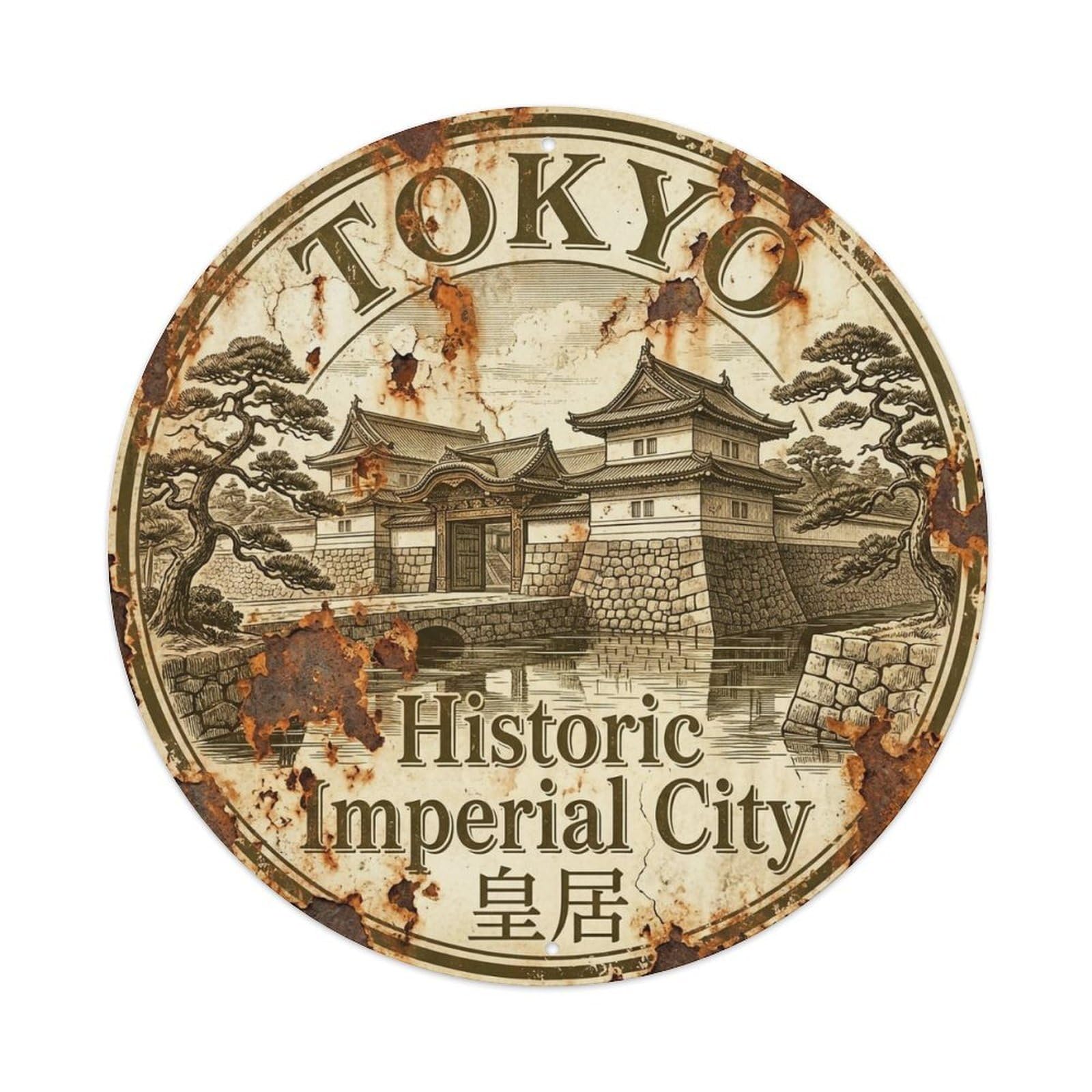 Vintage Travel Tokyo Japan Historic Vintage Metal Tin Sign Plaque Wall Decor for Cafe, Club Bar, Office, Garden Metal Poster 8x8Inch