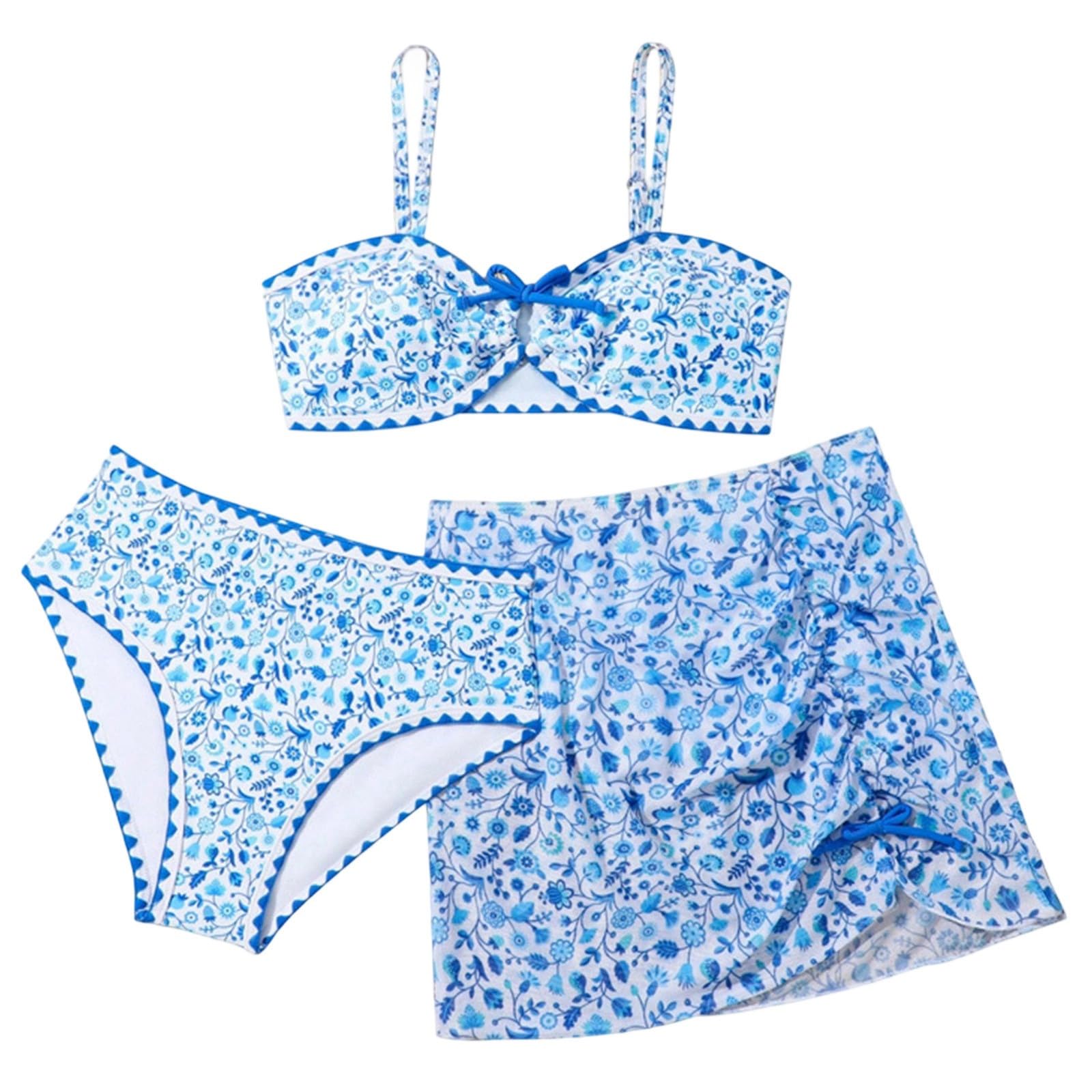 Generisch Traje de baño para niños y niñas, traje de baño de bikini con estampado floral, tankini de dos piezas, parte superior e inferior con funda para niños pequeños, verano, playa, piscina, fiesta