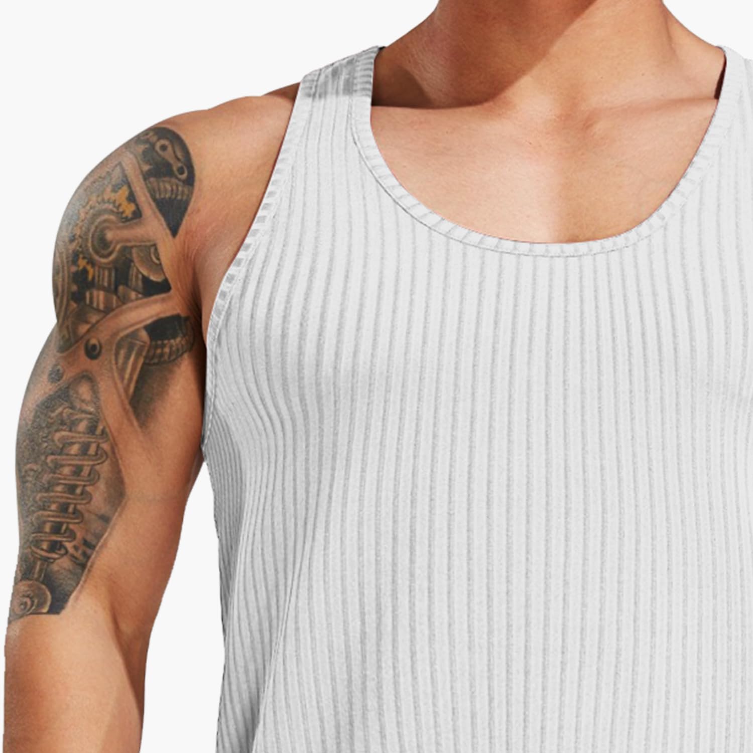 Camiseta sin mangas para hombre, de punto acanalado, para gimnasio, entrenamiento, atletismo, fitness