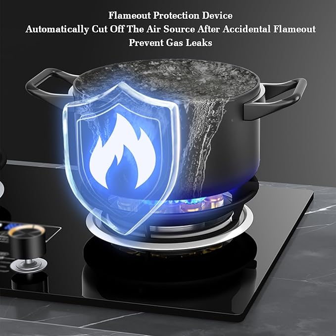 Estufa de Gas 2 Puestos 5.2KW con Vidrio Templado y Protección de Apagado miniatura 5