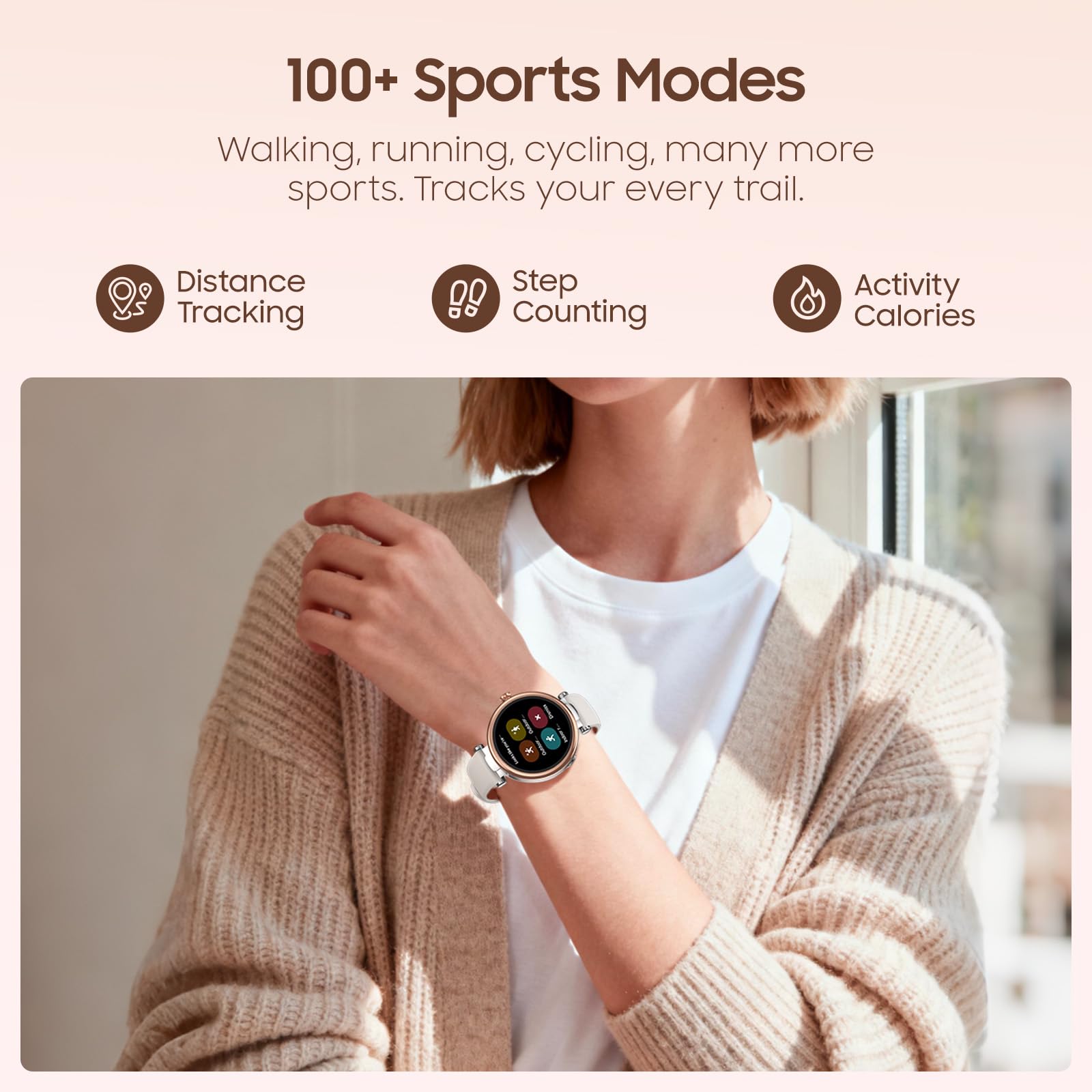 TOZO S8 Zegarek Smart AMOLED dla kobiet i mężczyzn, 1,32" ekran HD, Bluetooth do połączeń i wiadomości, smartwatch z trackerem aktywności, monitor zdrowia i snu, 100+ trybów sportowych, wodoodporny