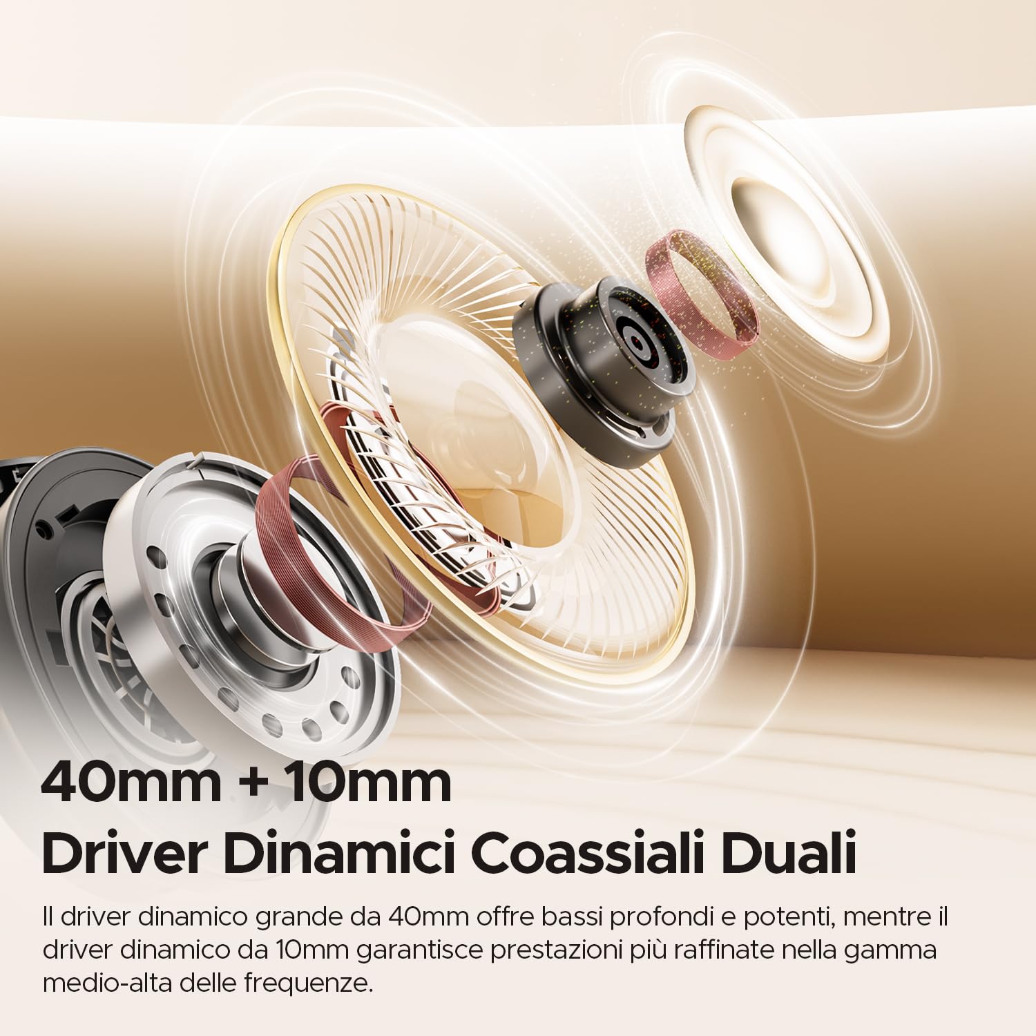 SoundPEATS Space Pro Cuffie Bluetooth 5.4 Over-Ear, Cancellazione Attiva del Rumore Ibrida, 151 Ore di Autonomia, LDAC Hi-Res Audio, Comode Regolabili, 282g, per Smart Working e Viaggi, Nero