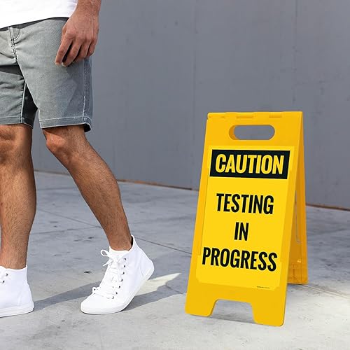 Miniatura 7 de Kit de letreros de acera de prueba de precaución, 10 x 16 pulgadas, con un soporte de marco, fabricado en Estados Unidos por Sigo Signs