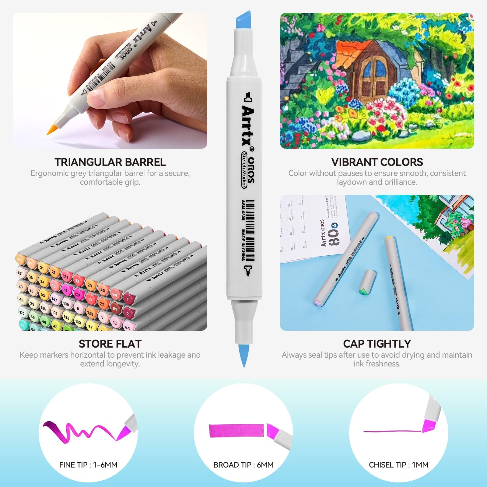 Arrtx ALP 80 Alcohol Markers Paint Marker Dual Tip 2
