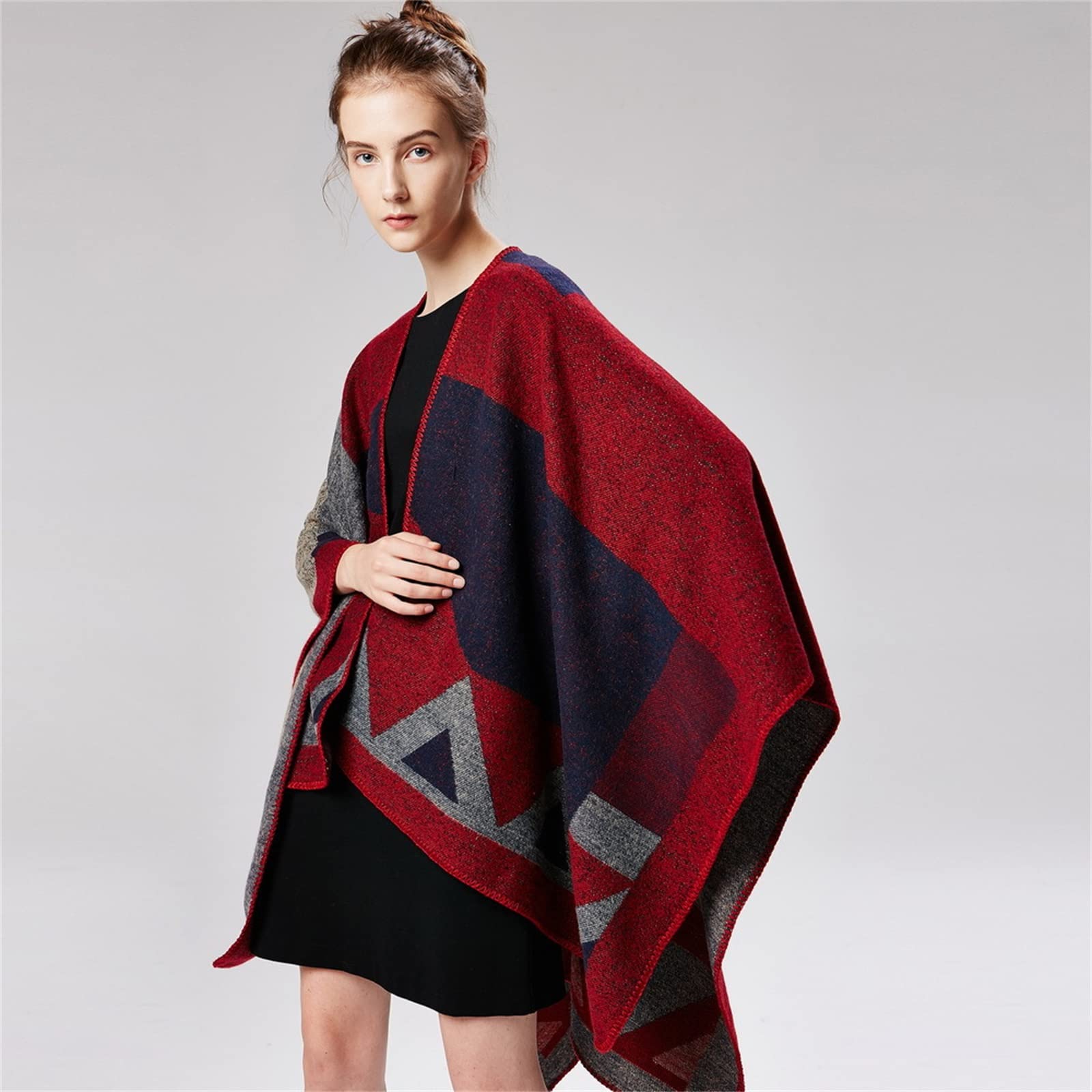 Scialle da Donna Il Caldo Scialle Invernale da Donna avvolge Il Mantello del Poncho per Le Donne