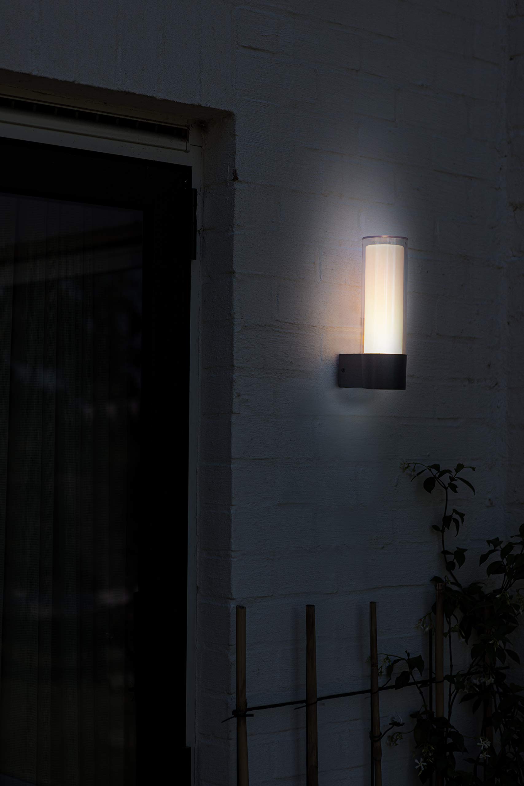 Lampada da parete a LED Smart-Home Dropa, moderna lampada da esterno in alluminio antracite, RGB, controllo app, compatibile con Alexa/Google, colore della luce regolabile