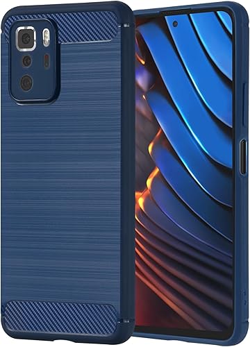 Compatible con Xiaomi Poco X3 GT Fibra de carbono TPU suave línea cepillada teléfono básico cubierta trasera (azul)