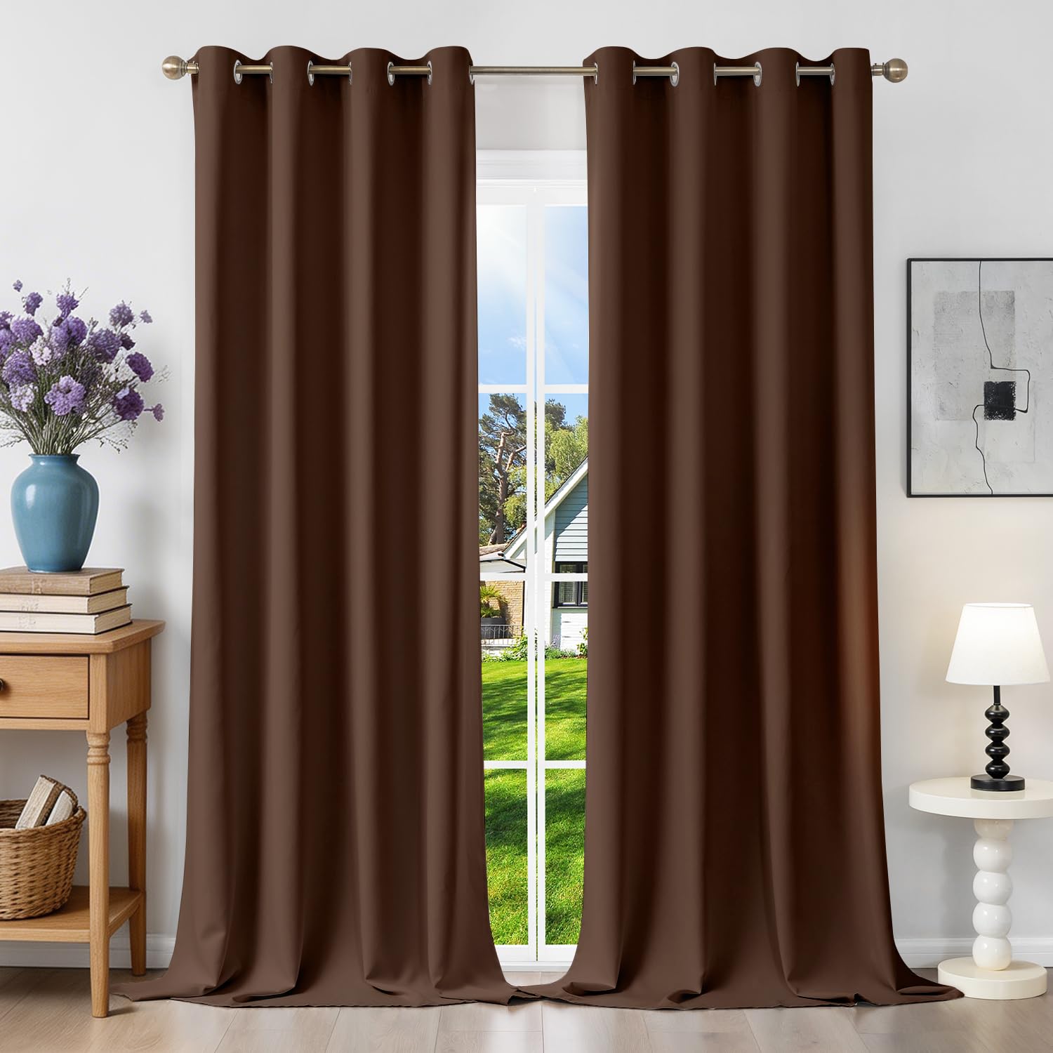 Runyéla Verdunklungsvorhänge mit Ösen Gardinen 2er Set, Vorhänge Blickdicht Thermovorhang Hitzeschutz, Ösenvorhang Thermogardine für Schlafzimmer Wohnzimmer Blackout Curtain
