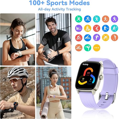 Miniatura 4 de Reloj inteligente, rastreador de salud para mujeres y hombres, reloj inteligente con pantalla táctil con seguimiento de frecuencia cardíaca, monitor