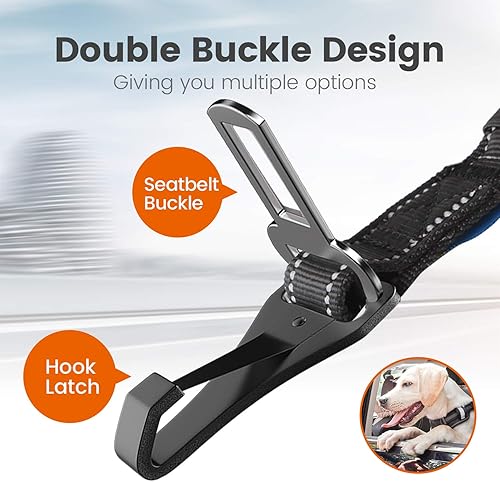 Miniatura 2 de IOKHEIRA Cinturón de seguridad para perro, arnés ajustable actualizado reflectante con elástico de bungee para asiento de coche con mosquetón