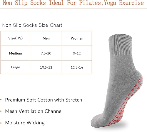 Miniatura 7 de NOVAYARD 5 pares de calcetines antideslizantes para hospital, diabéticos, yoga, pilates, barre hombres y mujeres