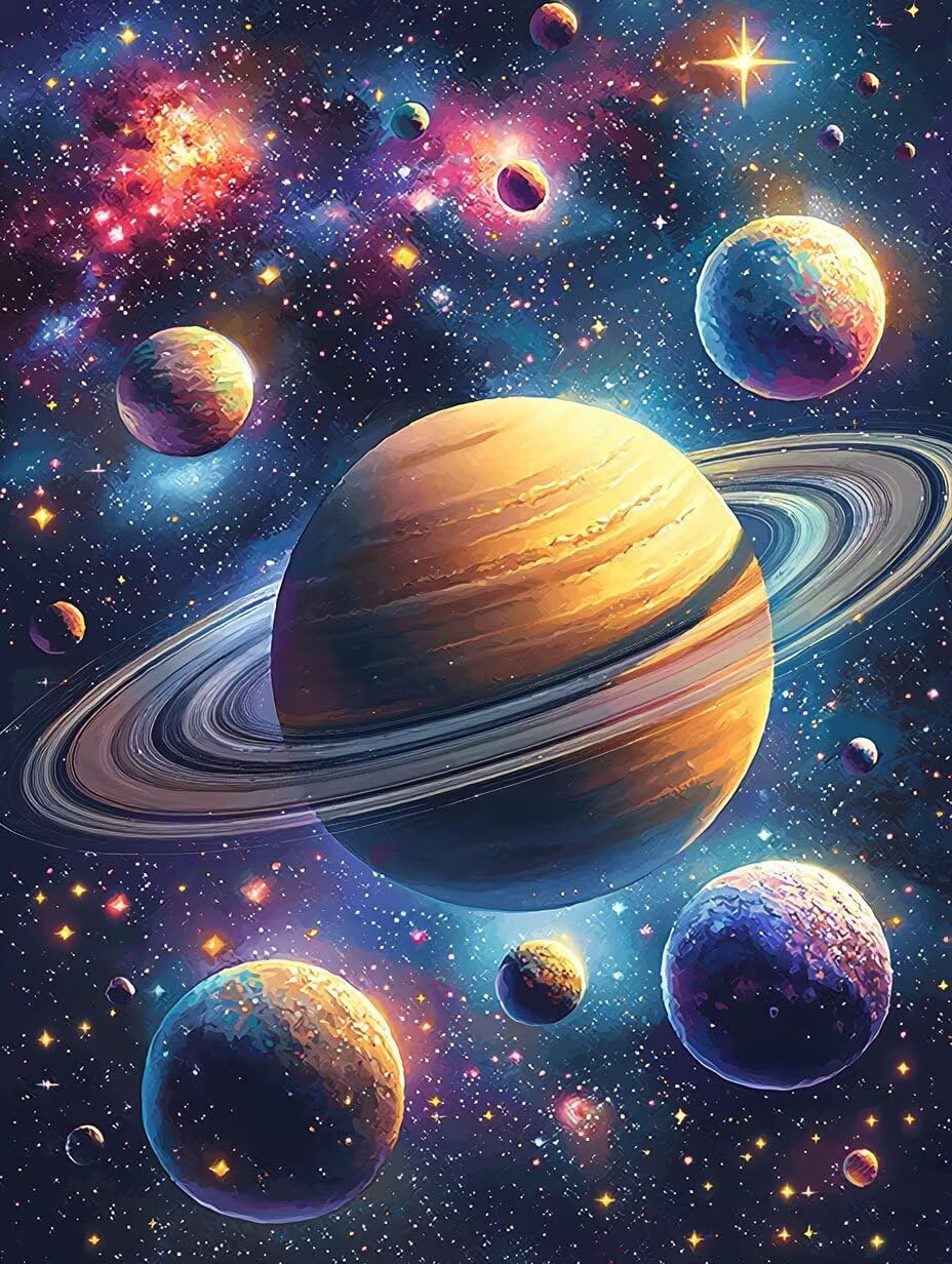 WEISHIWE Malowanie po numerach dla dorosłych planeta i wszechświat 61 x 80