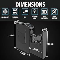 Vista 4 de Caja de seguridad oculta para pistolas, caja de seguridad biométrica con huella digital y deslizador inteligente para mesita de noche, escritorio