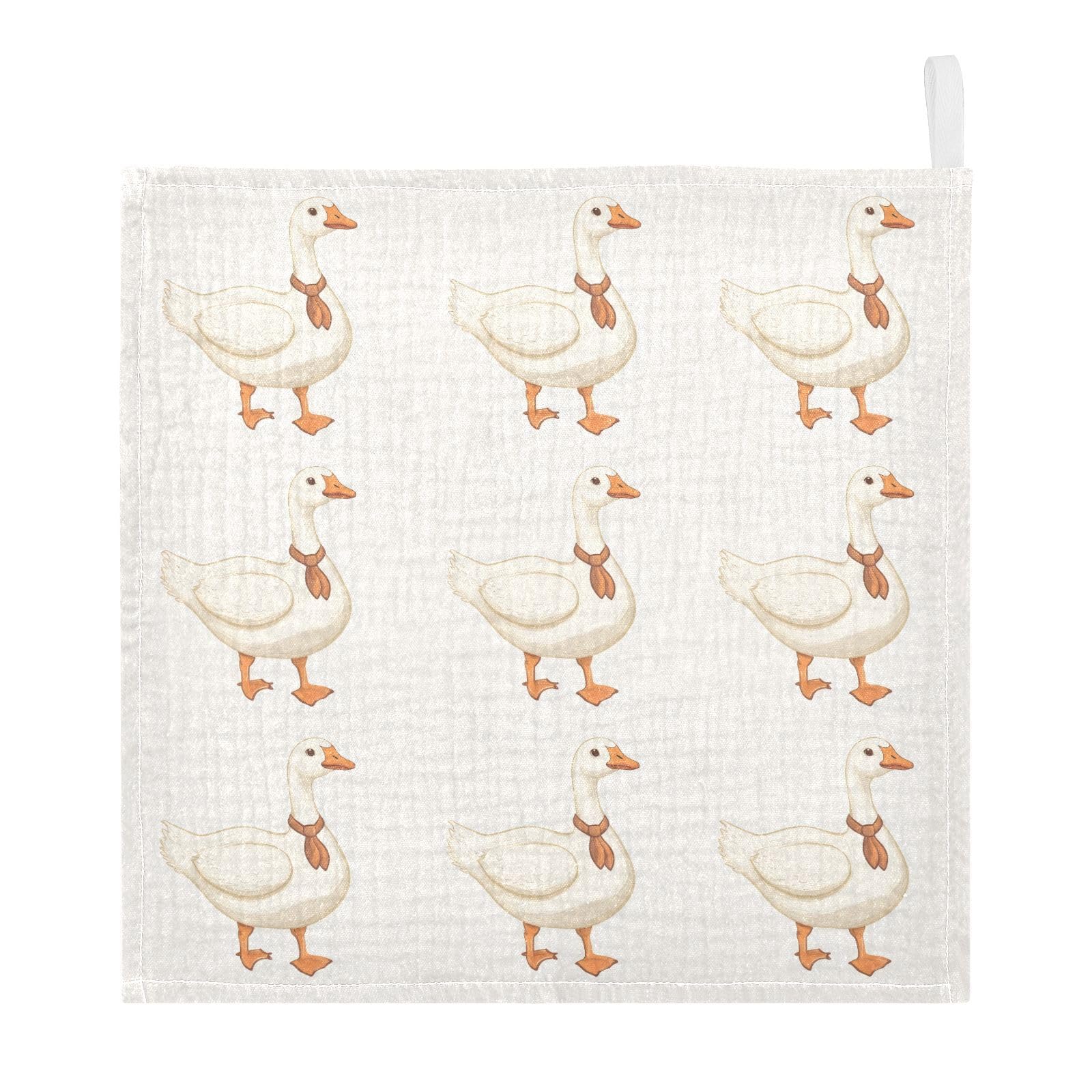 vvfelixl Baby Muslin Washcloths Cartoon White Goose Baby Burp Cloths Cotton Babys Face Towel for Newborn Infants Boys Girls Soft and Absorbent 11.8 X 11.8 in, 3 Pack