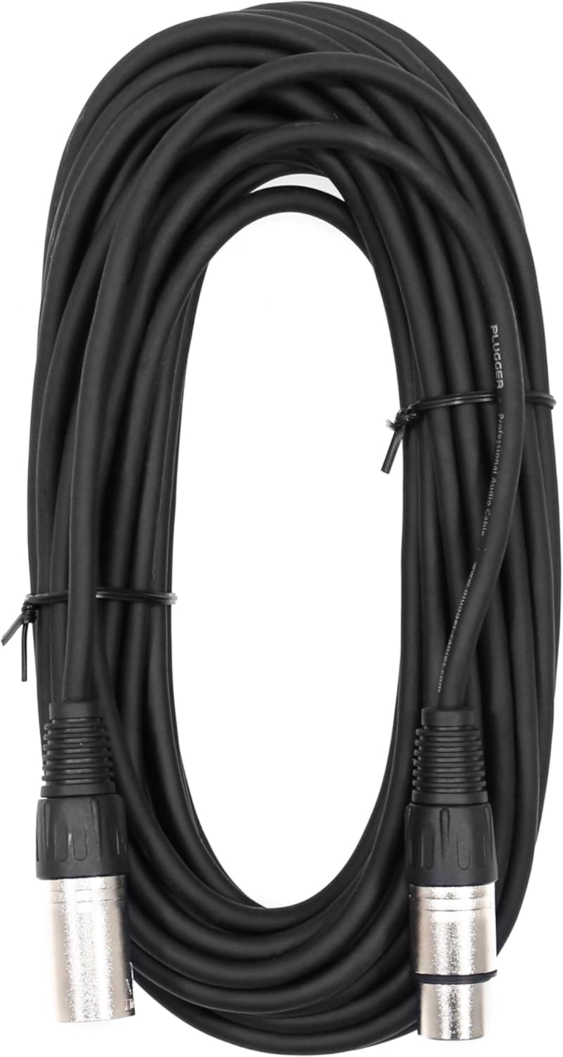 Plugger 10m Black XLR 3-Pin Cable - Male to Female