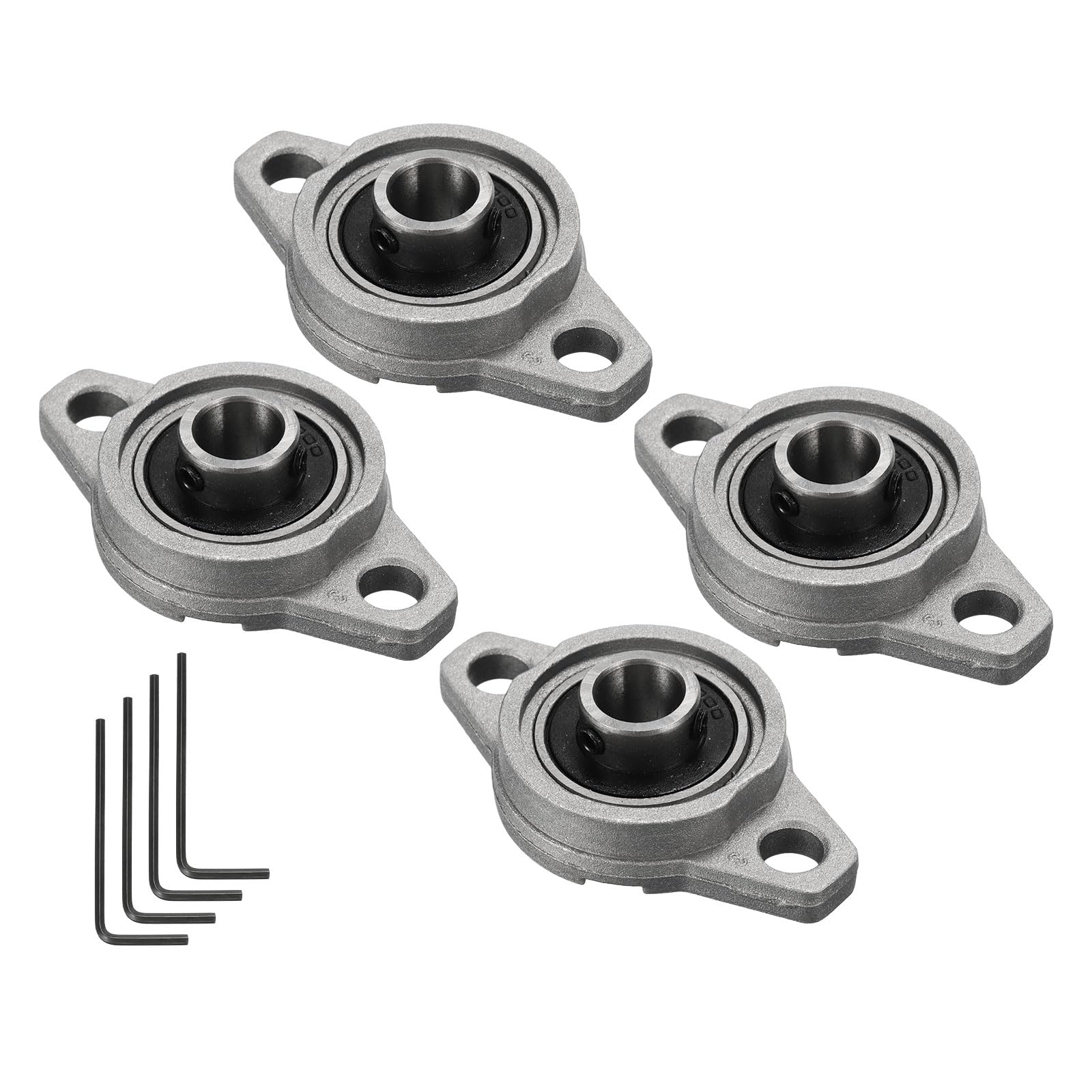 sourcing map Lot de 4 roulements à billes KFL000 à bride - alésage de 10 mm - En alliage de zinc - Roulements auto-alignés montés sur bride
