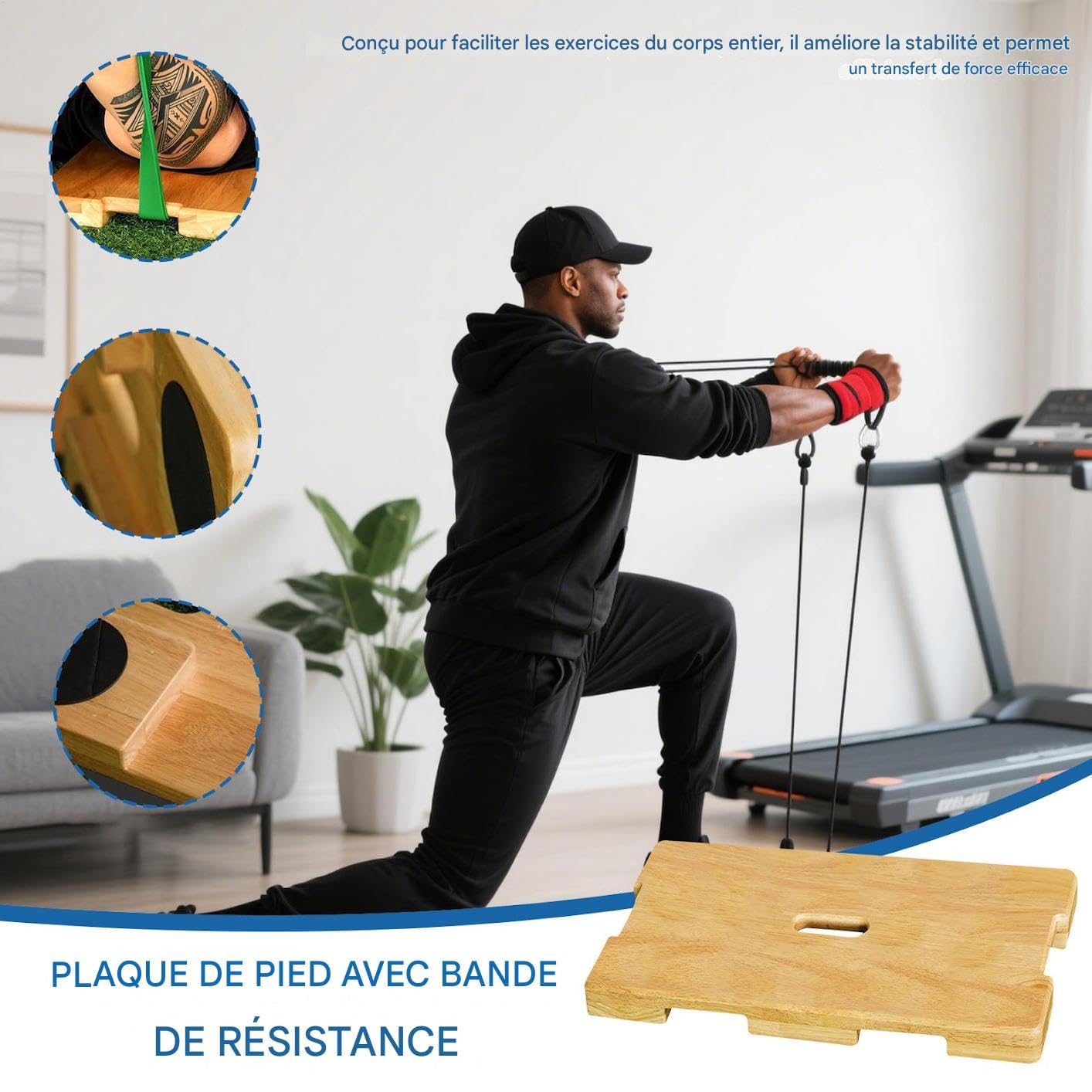 Vassoio per piedi a nastro resistente, vassoio per piedi per fasce elastiche, attrezzatura fitness casa da viaggio per stretching uomini donne