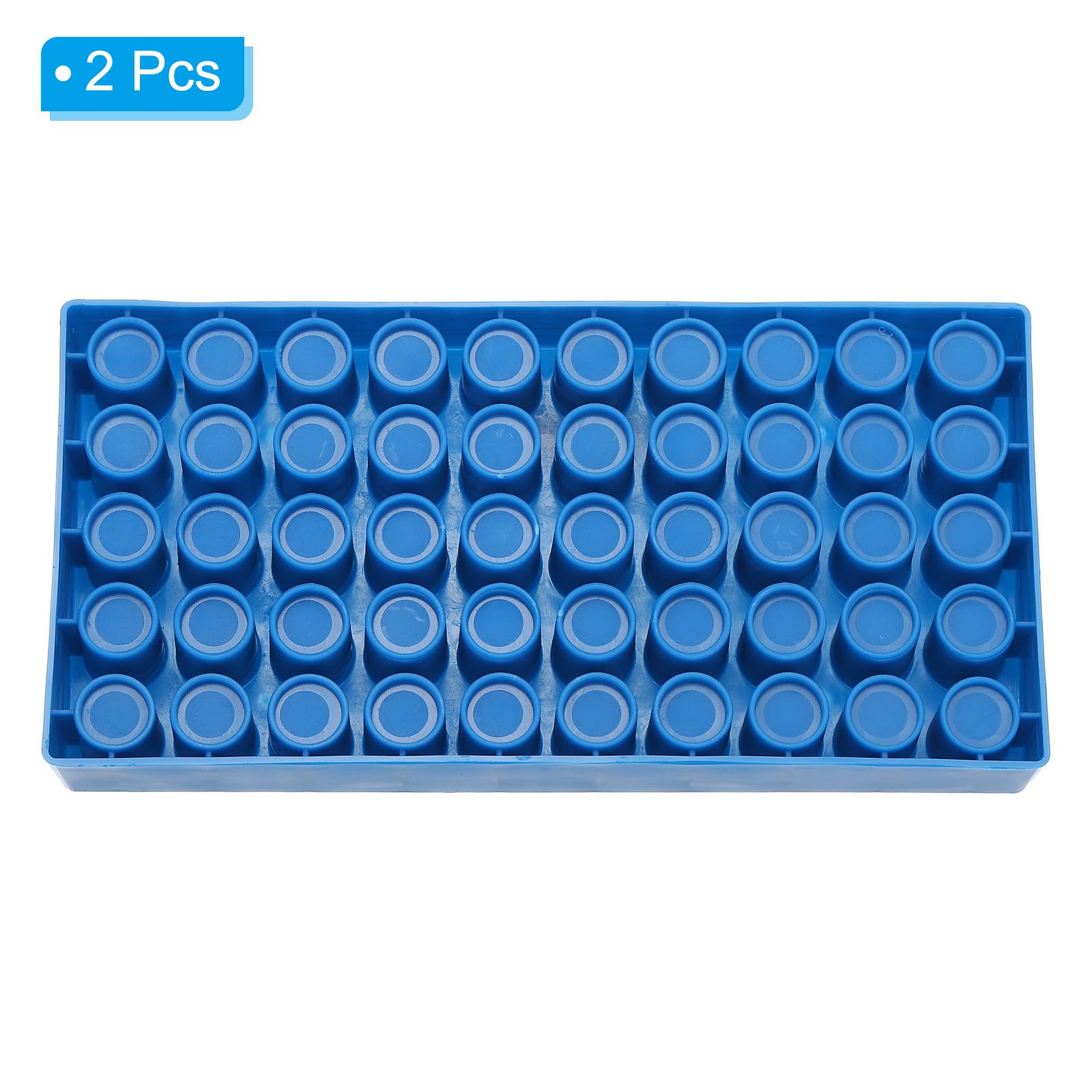 PATIKIL Portoir Pour Fioles De 4ml Pour Autosampler, 2 Pack Plateau Portoir Pour Fioles 50 Puits Empilable Portoir Pour Tubes À Microcentrifugeuse, Bleu
