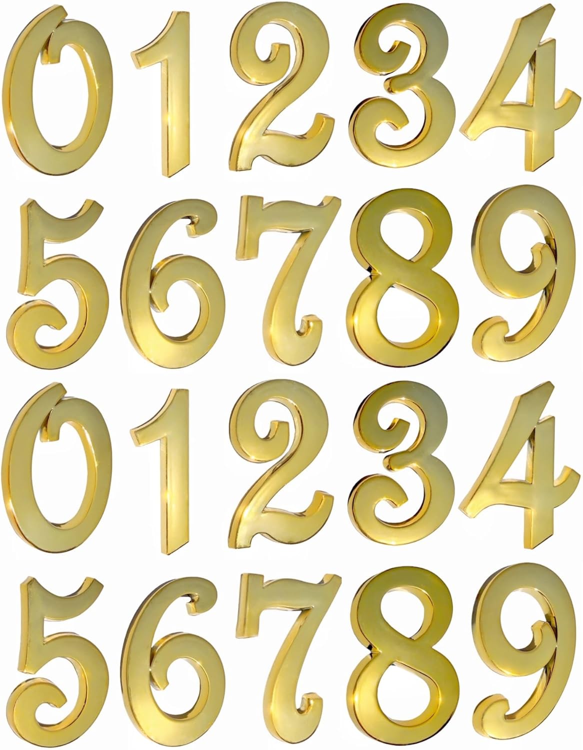 2 Inch Mailbox Address Numbers, Apartment Door Number Stickers, Waterproof Durable, Golden Shinny, Self Adhesive Install. (Gold，Pack of 2 Sets)