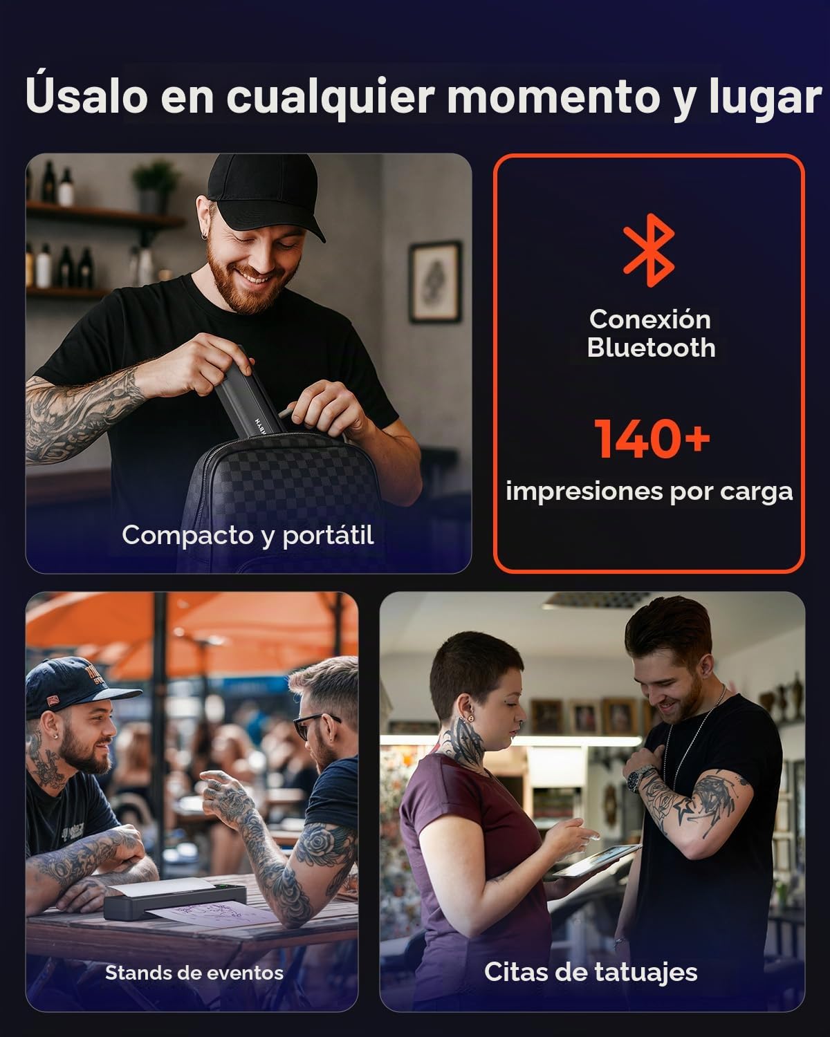 MUNBYN 2026 Nuevo Termocopiadora Tattoo 300DPI, Impresora Termica Tatuajes Bluetooth para Principiantes y Artistas, Compatible con Teléfono Tablet PC, con 20 Piezas de Papel de Transferencia