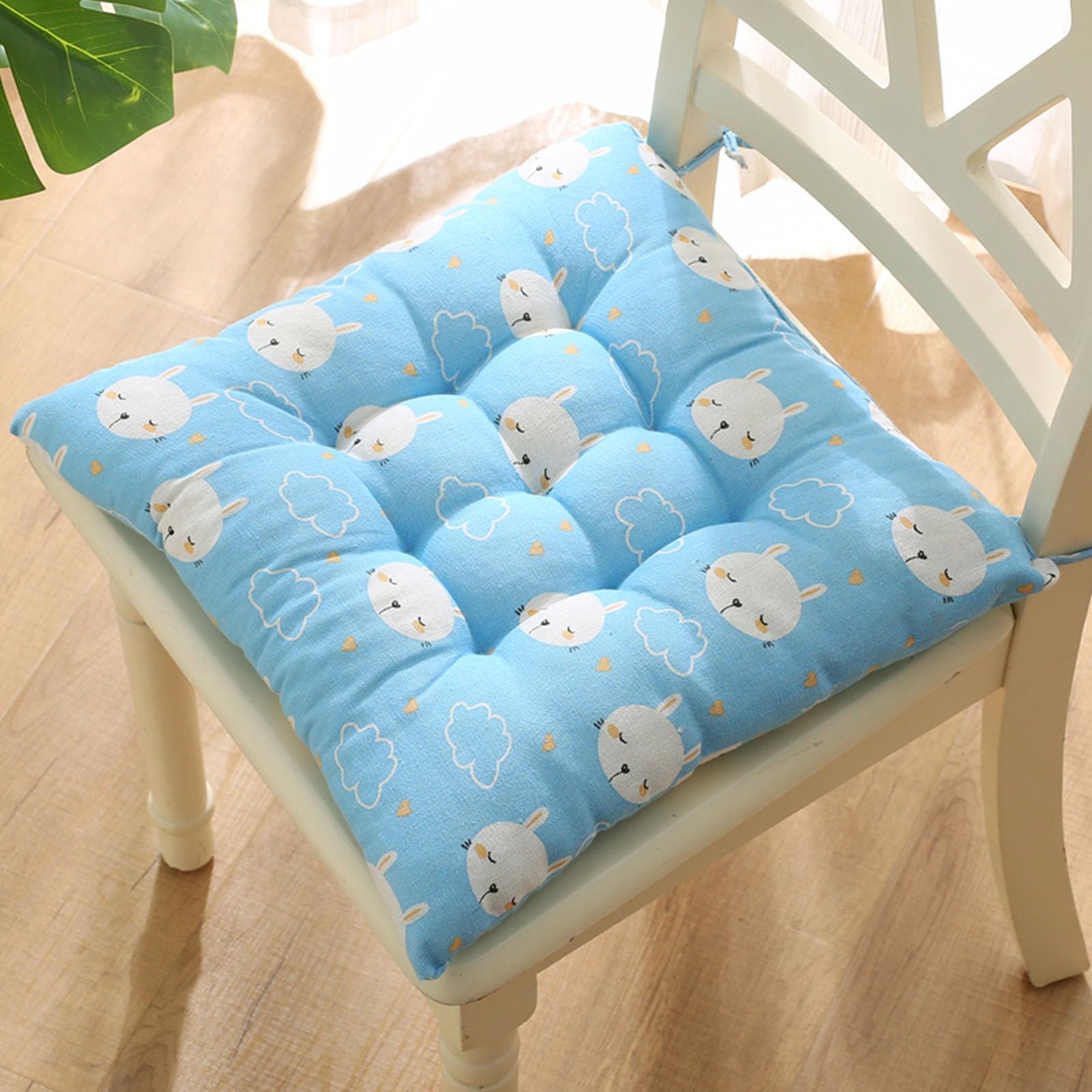 Velvet Chair Cushions for Dining Chairs, Set of 1 2 3 4 5 6,Seat Pads for Kitchen Chairs with Ties,40cm*40cm(15.7in*15.7in) (5, Sky Blue, 15.7in*15.7in)