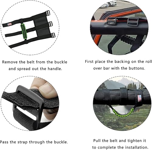 Vista 93 de 4 asas de agarre de barra antivuelco compatibles con Jeep Wrangler JLU JK JKU TJ YJ LJ JT JL y Gladiator JT 1987-2021 UTV y ATV, se adapta a barras