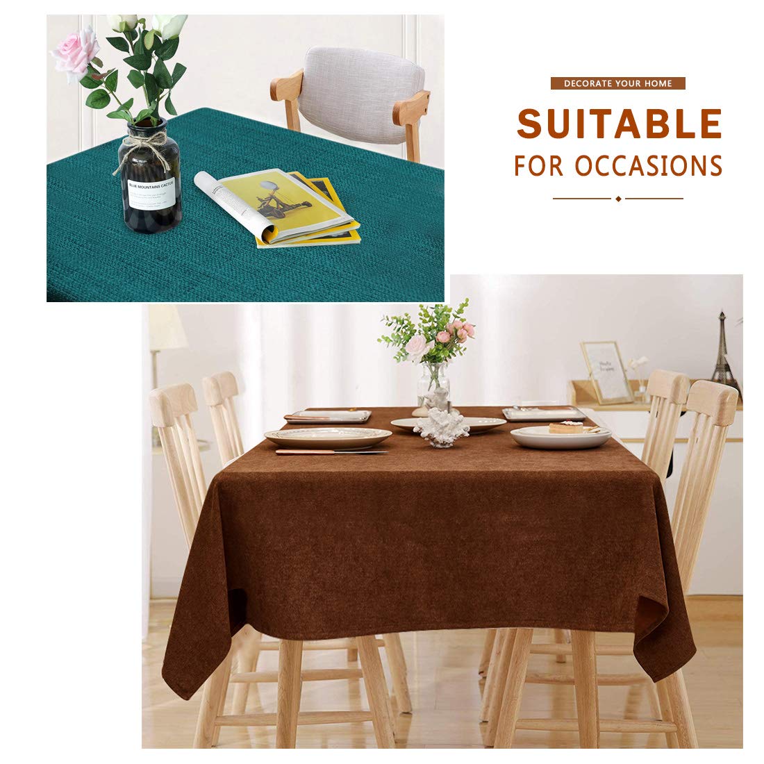 WAITER TREE Tovaglia Impermeabile Tovaglia Rettangolare in Effetto Lino per Cucina Ristorante