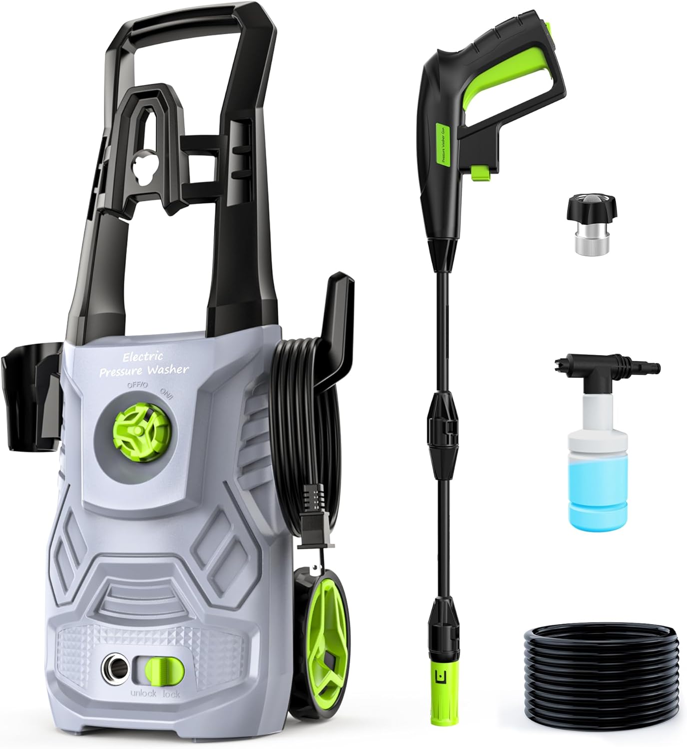 Pressure Washer, 4200PSI 2.6 GPM Power Washer with Foam Cannon 23FT Hose PATOOLIO Electric High Pressure Washer for Fences, Patios, Decks, Patios and Cars Powerwasher