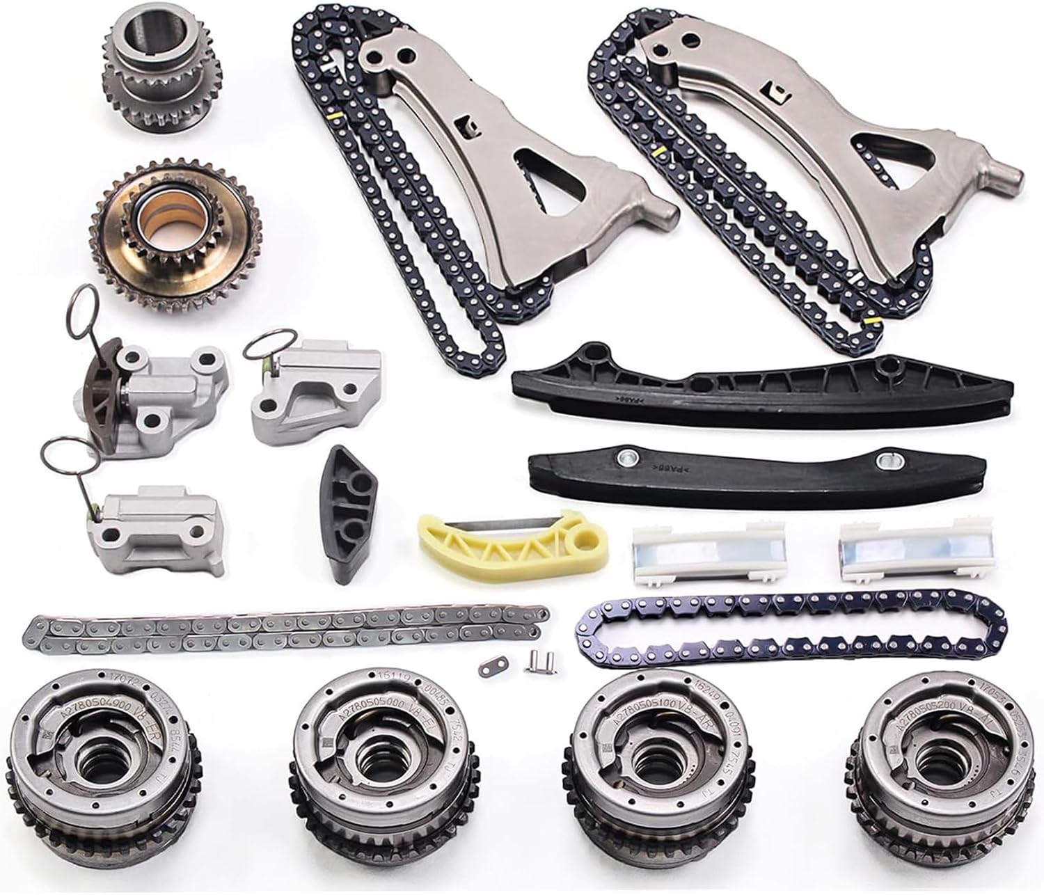 AUCERAMIC M278 Timing Chain Kit with Camshaft Adjuster Sprocket for Mercedes-Benz 4.7L V8 Turbo