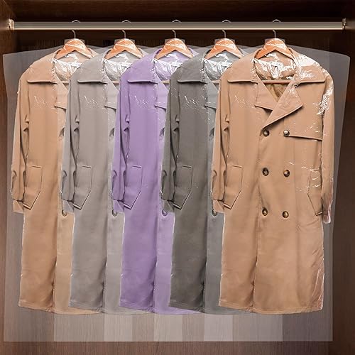 Miniatura 7 de AVLA Paquete de 50 bolsas de plástico para ropa, bolsas transparentes para limpieza en seco, cubierta para ropa colgante de limpieza en seco, bolsa