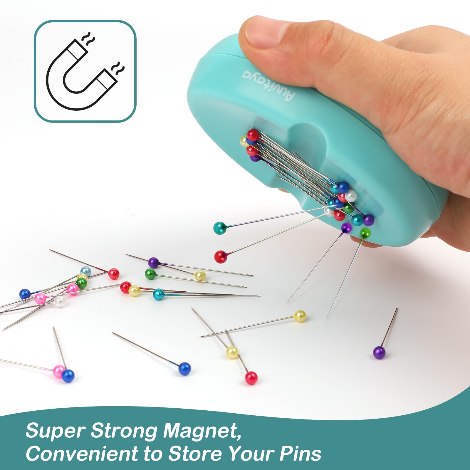 Soporte magnético para alfileres, cojines para coser, pin magnético fuerte, bonito organizador de agujas compacto, soporte para alfileres, soporte de clip de papel para acolchado, accesorios