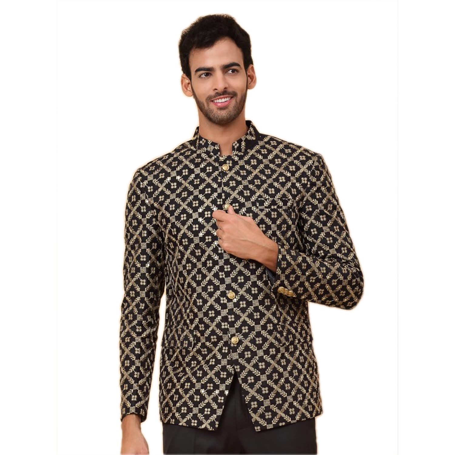 KRAFT INDIA Men's Silk Blend Embroidered Bandhgala Coat/Blazzer