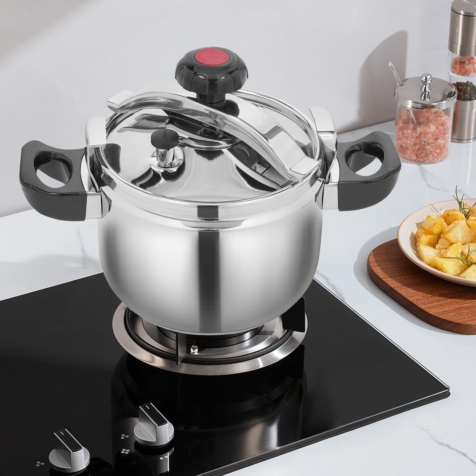 Stainless Steel Pressure Cooker Large Capacity Pressure Pot for Family Kitchen Restaurant Canteens,Applicable with Various Stoves, Fast and Even Heating (4.54 Qt)