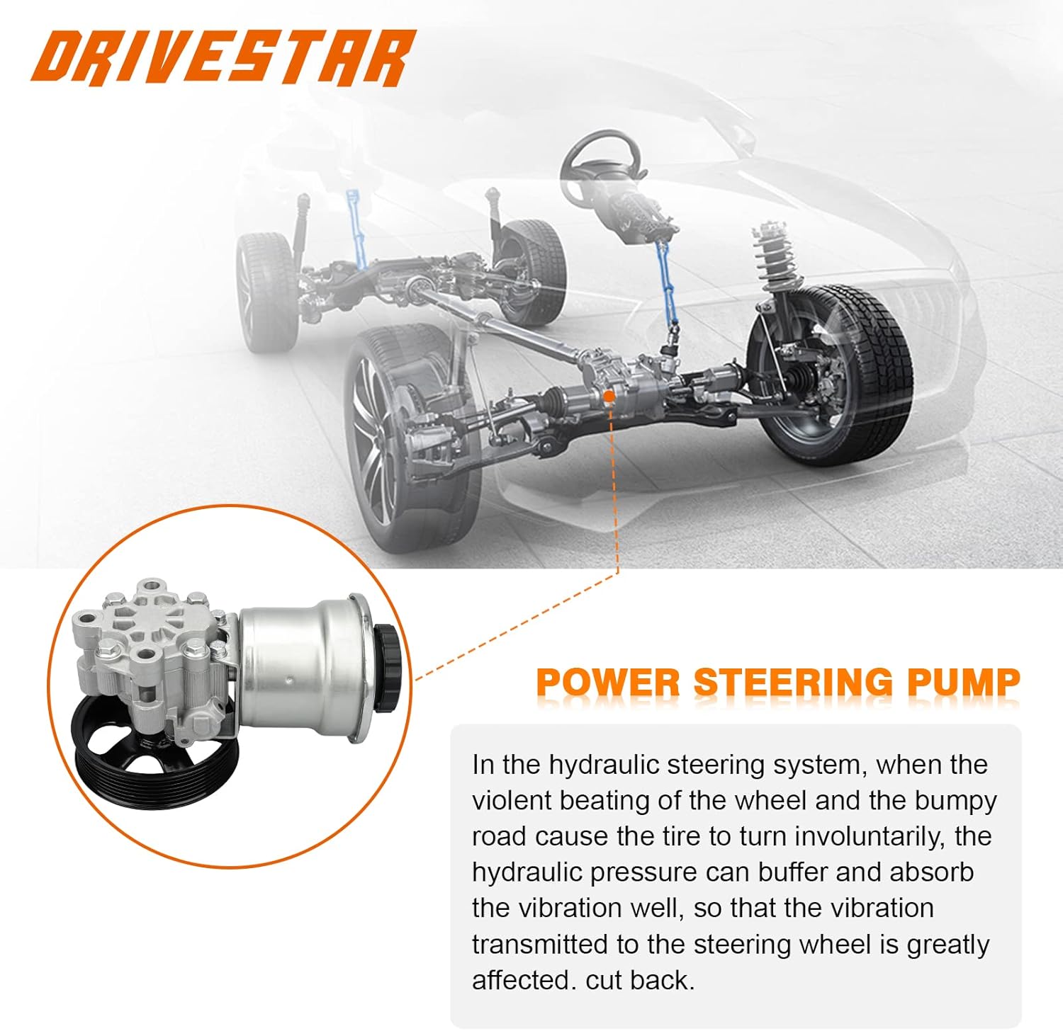 DRIVESTAR 21-5484 Power Steering Pump, fit 2005-2016 for Toyota Tacoma 2.7L, 2005 2006 2007 2008 2009 2010 2011 2012 2013 2014 2015 2016