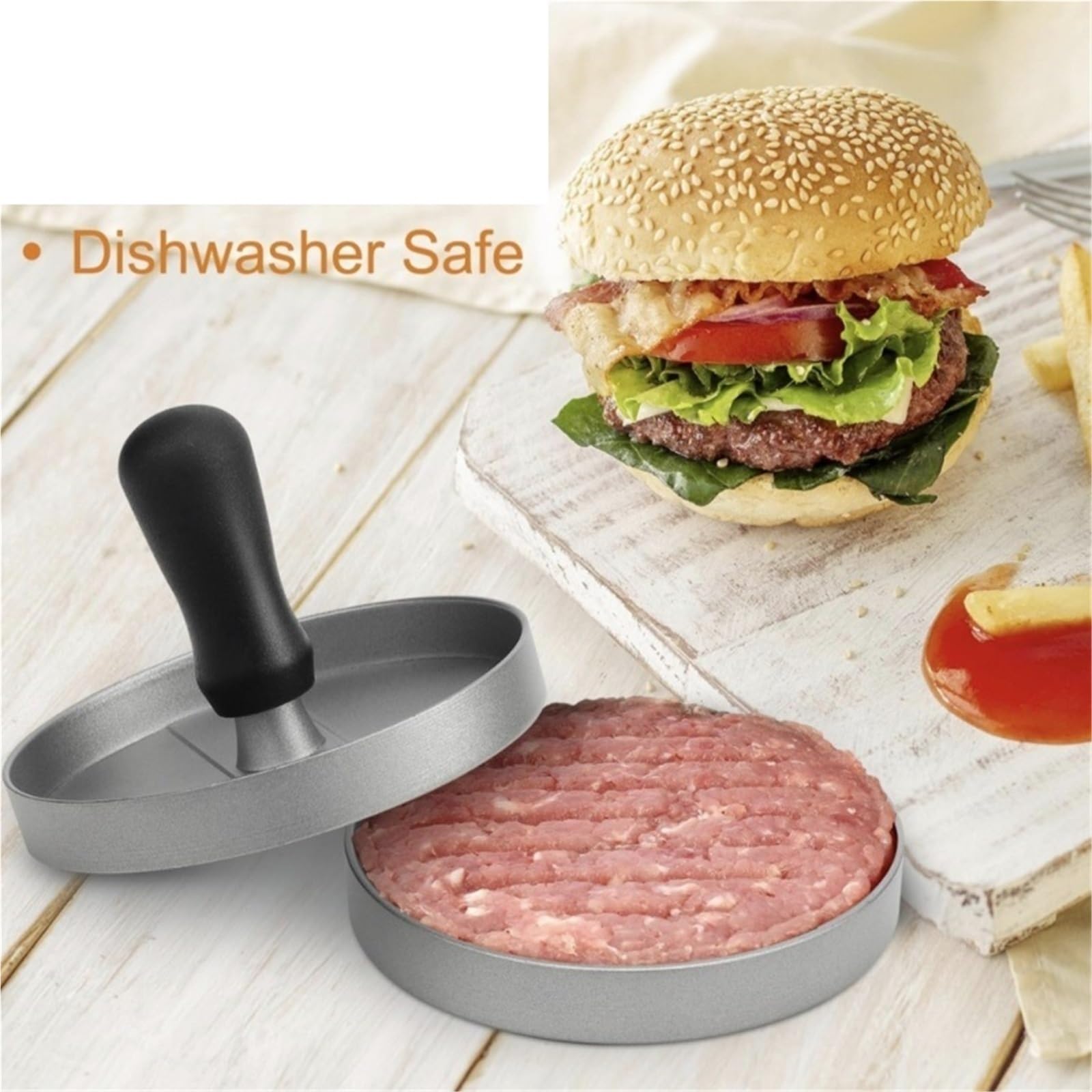 hamburgerpresse 1 Stück Burgerpresse, antihaftbeschichtet, aus Aluminium, for Küche, Grill, runden Hamburger-Patty-Formen