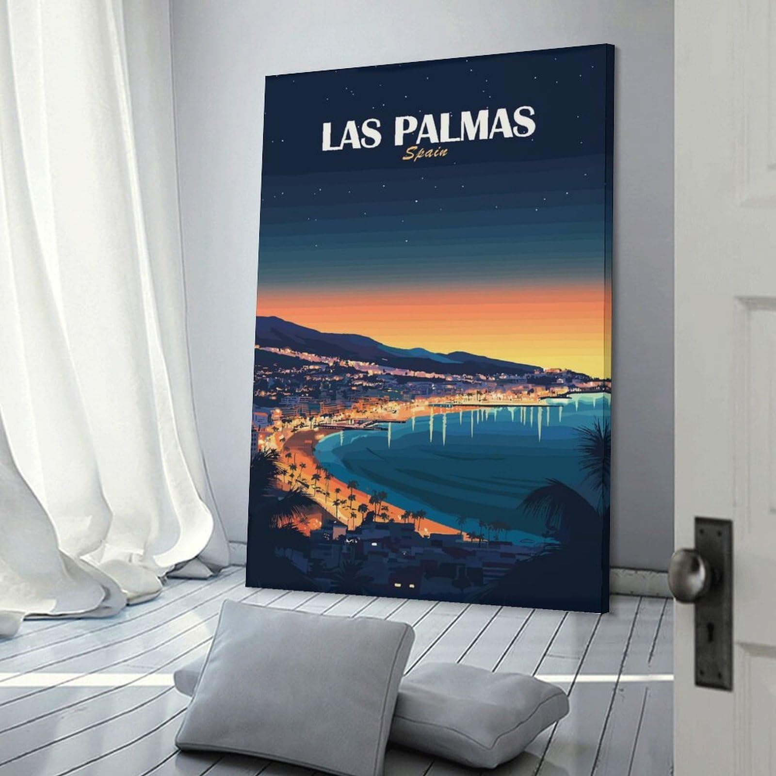 Junmoney Las Palmas, Spain Travel Wall Art Print, 20x30inch(50x75cm), for Office, Study Or Home Workspace, Decorative Artwork for Productive Spaces
