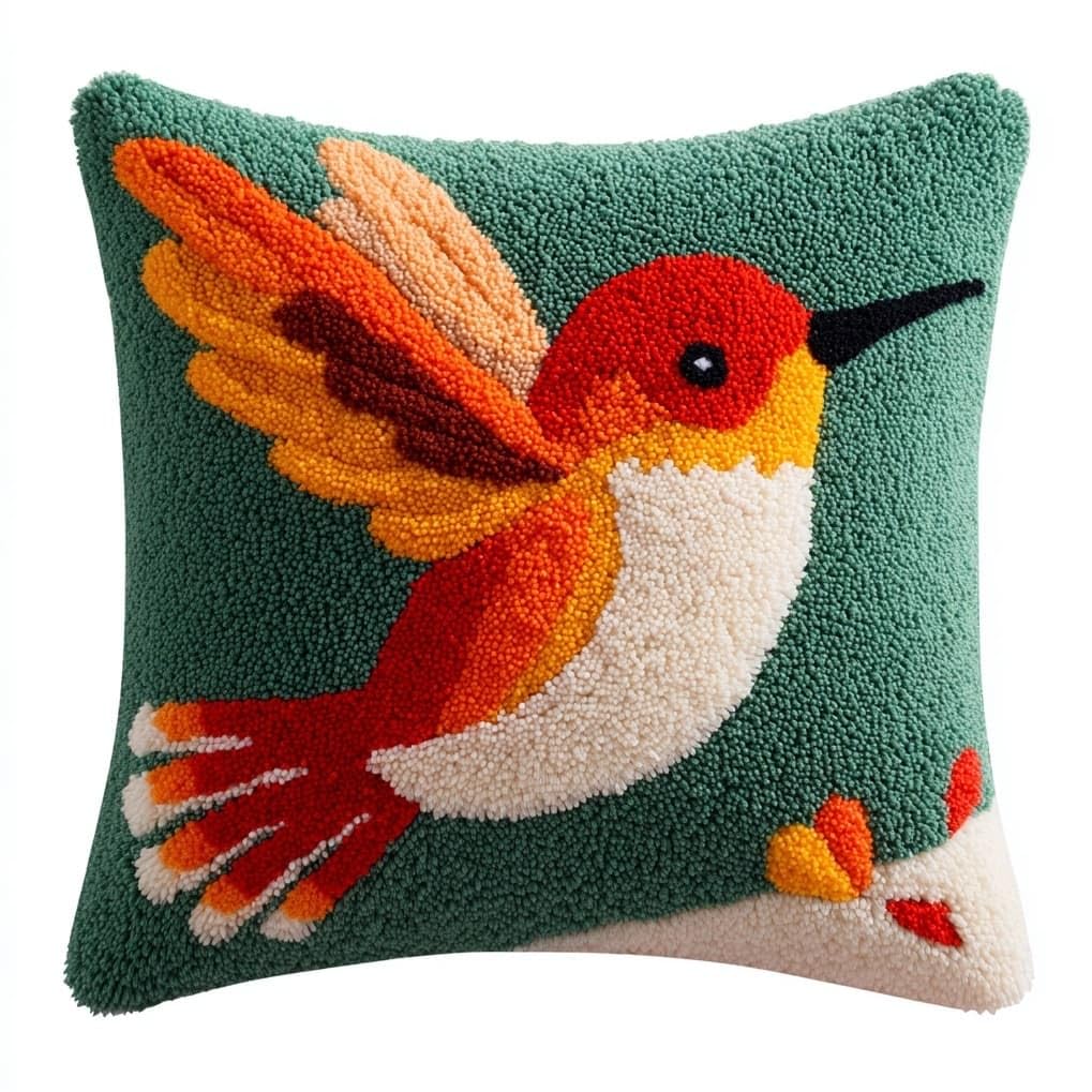 AxiangziK Latch Hook Pillow Kit for Adults,Cute Hummingbird