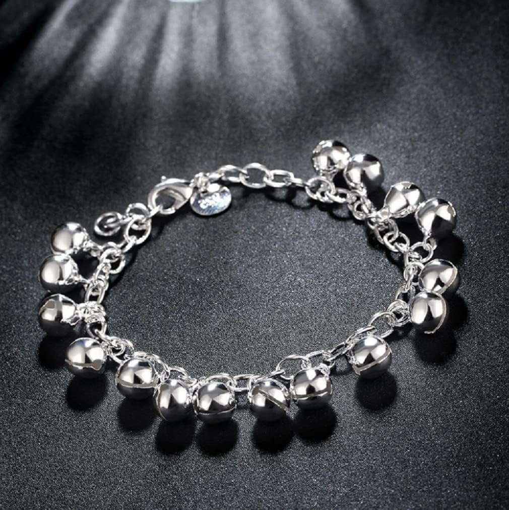 925 Silver Bell Bracelet Anklet Adjustable for Women Musical Instruments Gift Jingle Bells Bead Charm Bracelet Lady Jewelry 8.5" - Image 4