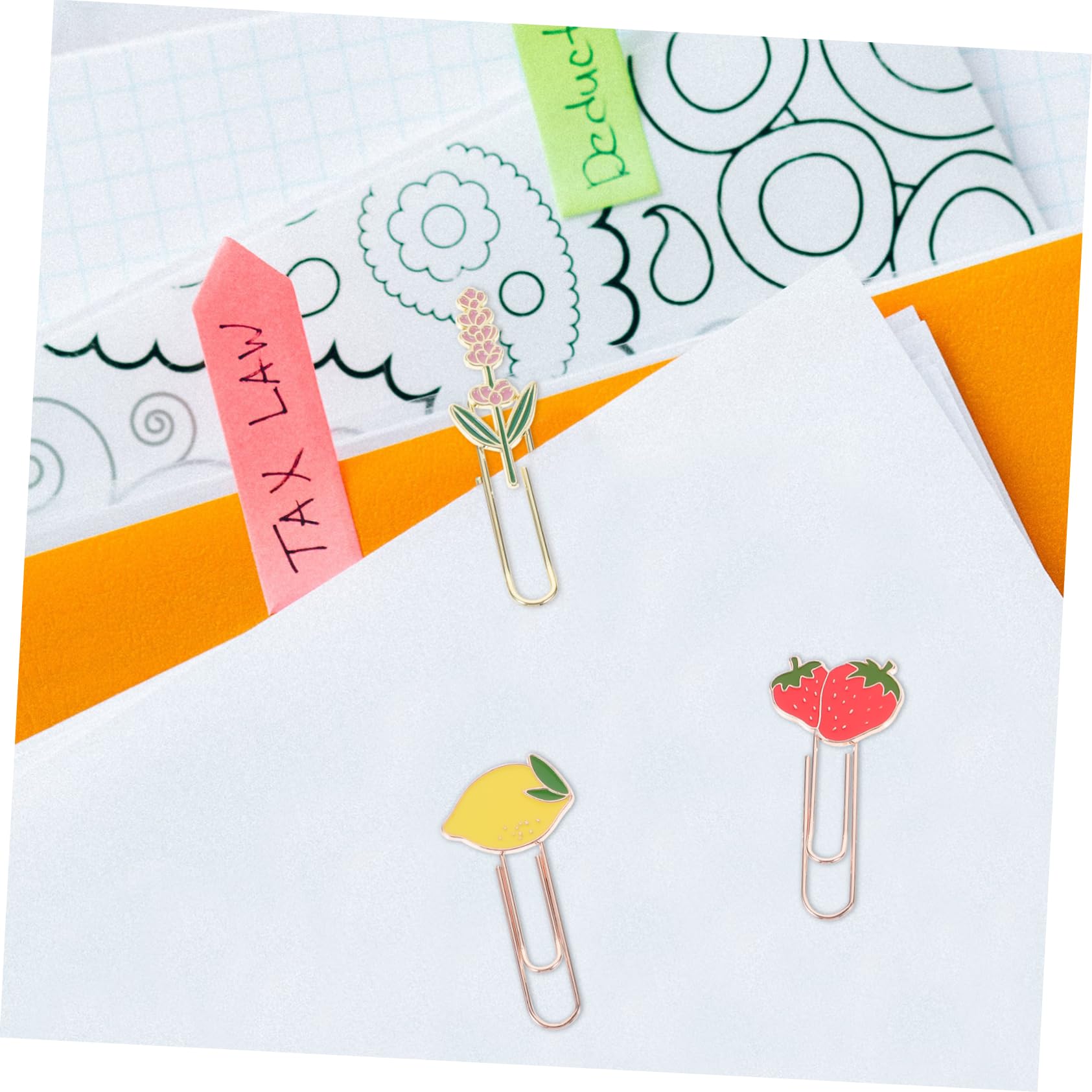 ARTIBETTER 5 Set Segnalibro Di Clip Di Carta Da Frutto Graffetta Per Fogli Clip Di Carta Decorativa Ufficio Adornare Graffette Metalliche Decorative Piccole Graffette Decorative 6 Pezzi*5