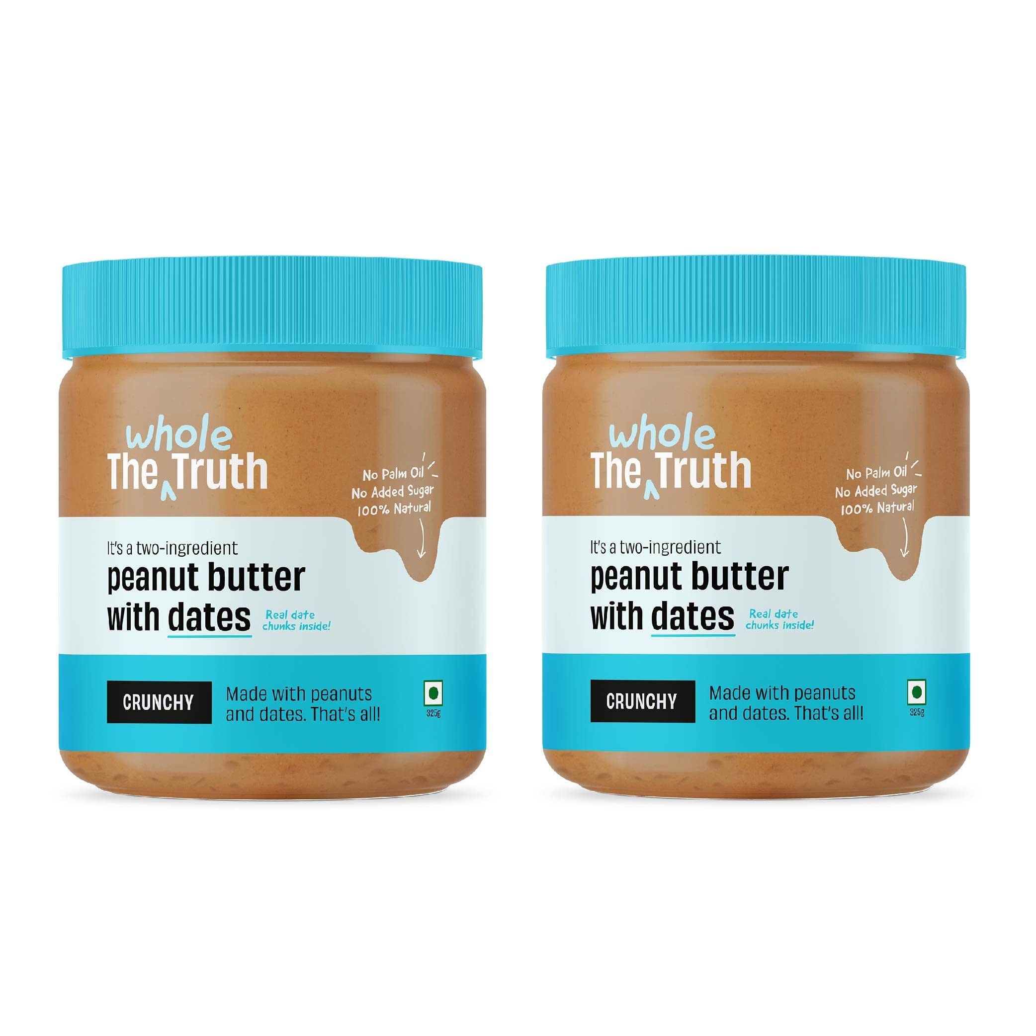 The Whole Truth - Peanut Butter With Dates|Pack Of 2|650 Gram|Crunchy|No Added Sugar|No Artificial Sweeteners|Vegan|Gluten Free|No Preservatives|100% Natural (B09Z7XRW72) Amazon Price History, Amazon Price Tracker