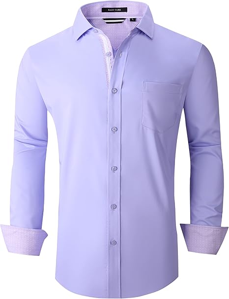 Alex Vando Mens Bamboo Dress Shirts Wrinkle Free Regular Fit Stretch Button Down Shirt