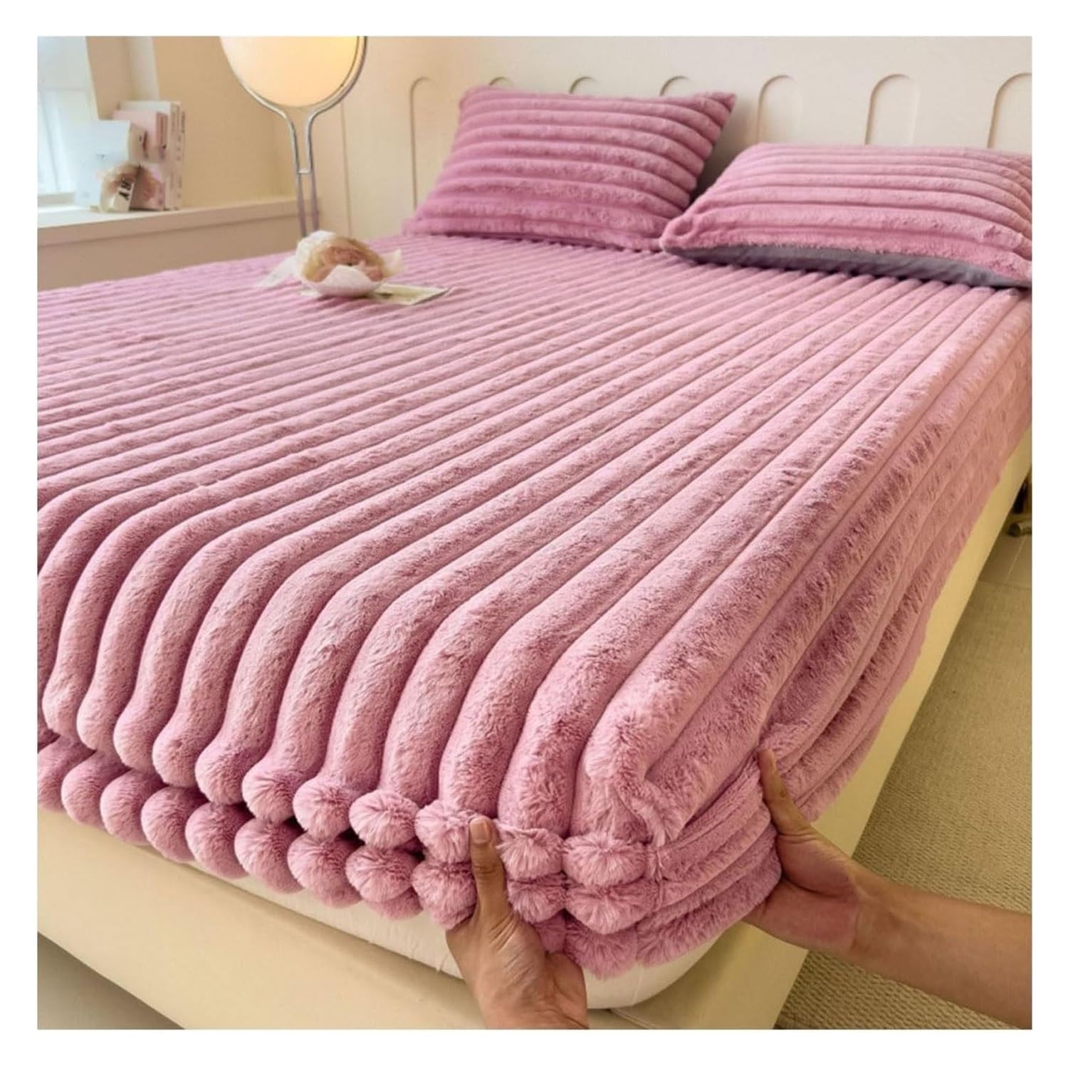 Taie d'oreiller velours peluche violette de qualité supérieure