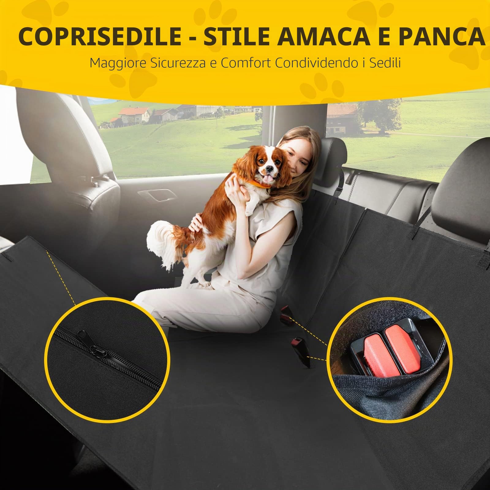 Nobleza - Coprisedile per cani, coperta per cani 147 * 145 cm, protezione del sedile, resistente all'acqua, spesso e durevole per SUV, camion, trasporti e viaggi, colore nero