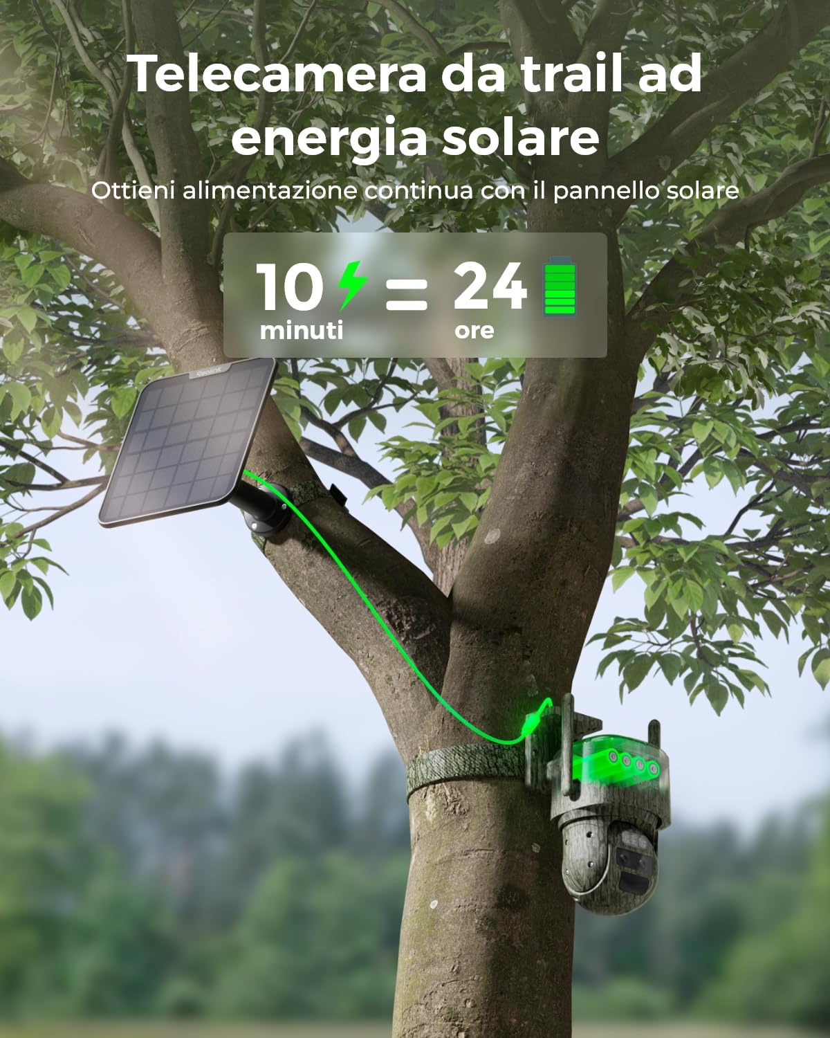 Reolink 4K Telecamera 4G LTE con Doppio Obiettivo, SIM Inclusa, Zoom 6X | Fototrappola con SIM e Pannello Solare, IR Invisibile, Telecamera da Esterno con Tracciamento Automatico, TrackMix LTE