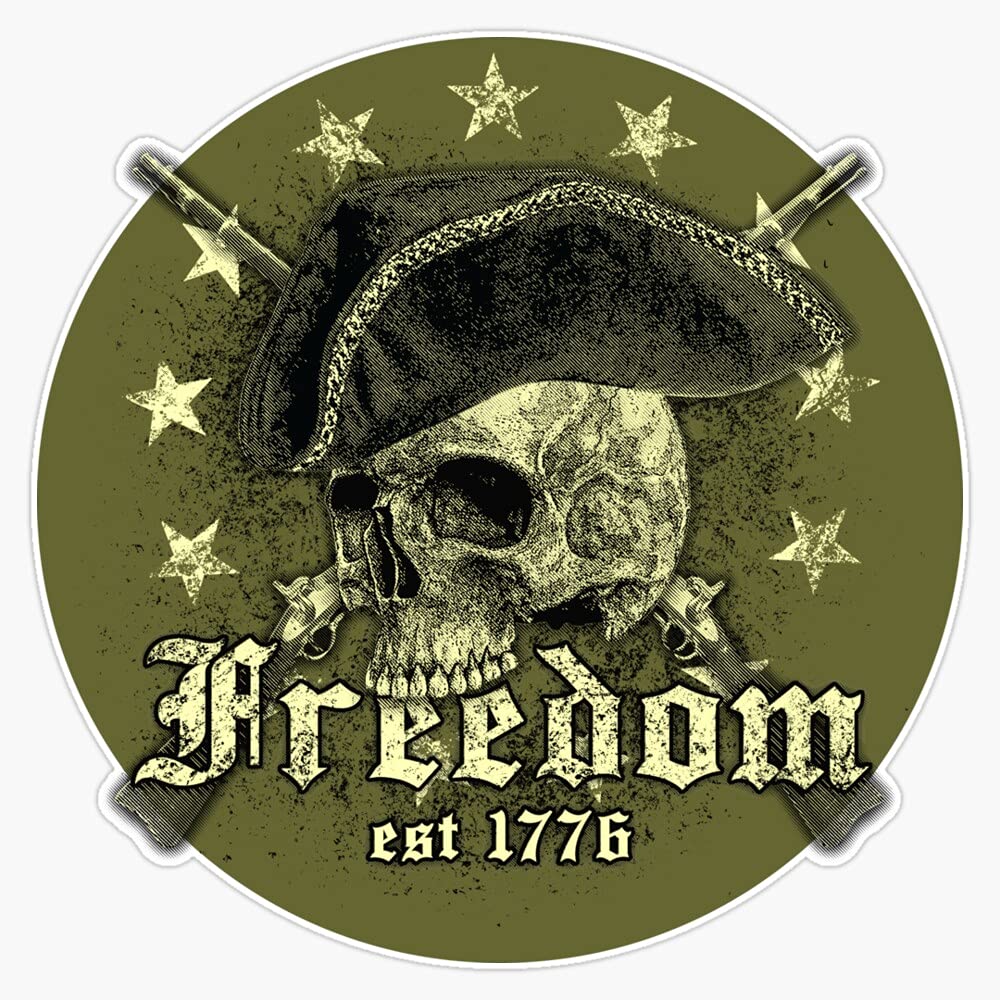 HOF Trading Freedom Skull Vinyl Sticker Waterproof Decal Laptop Wall Window Bumper Sticker 5 Inch , (HOF-VETERAN-STICKERS-3514)
