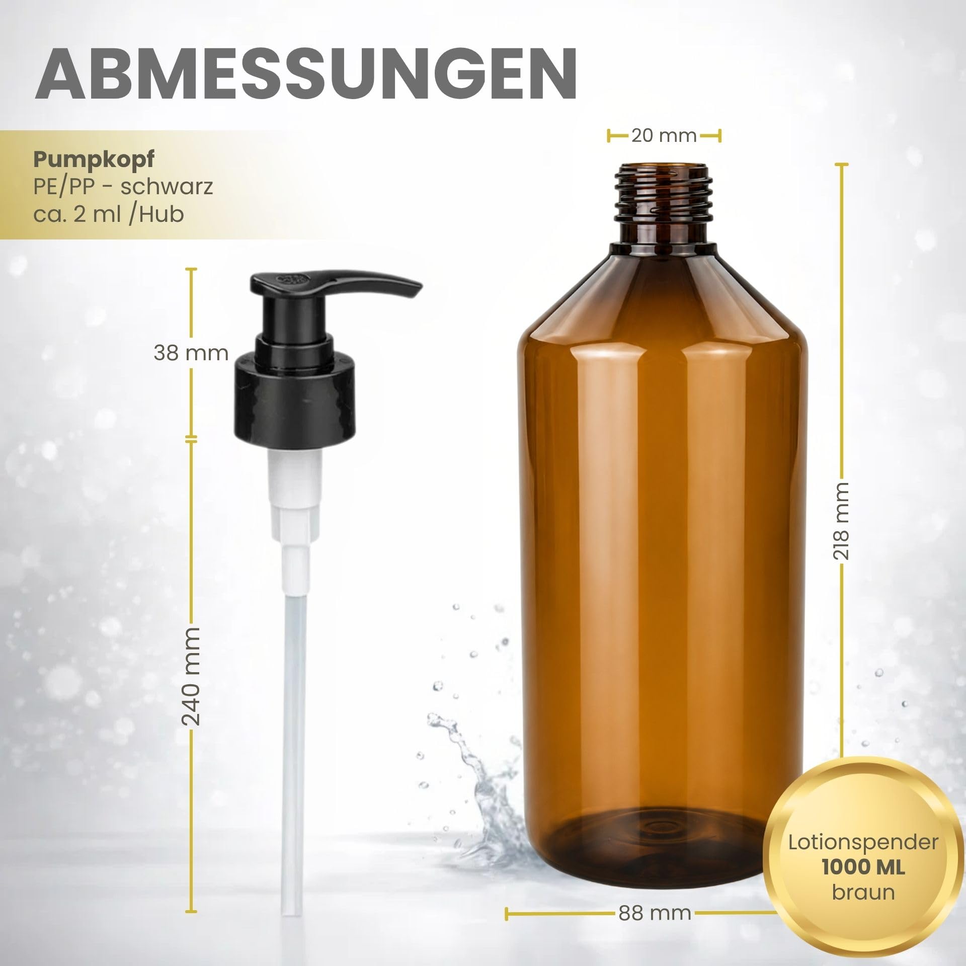 mikken 2 dispenser di sapone da 1000 ml in plastica marrone con etichette incluse