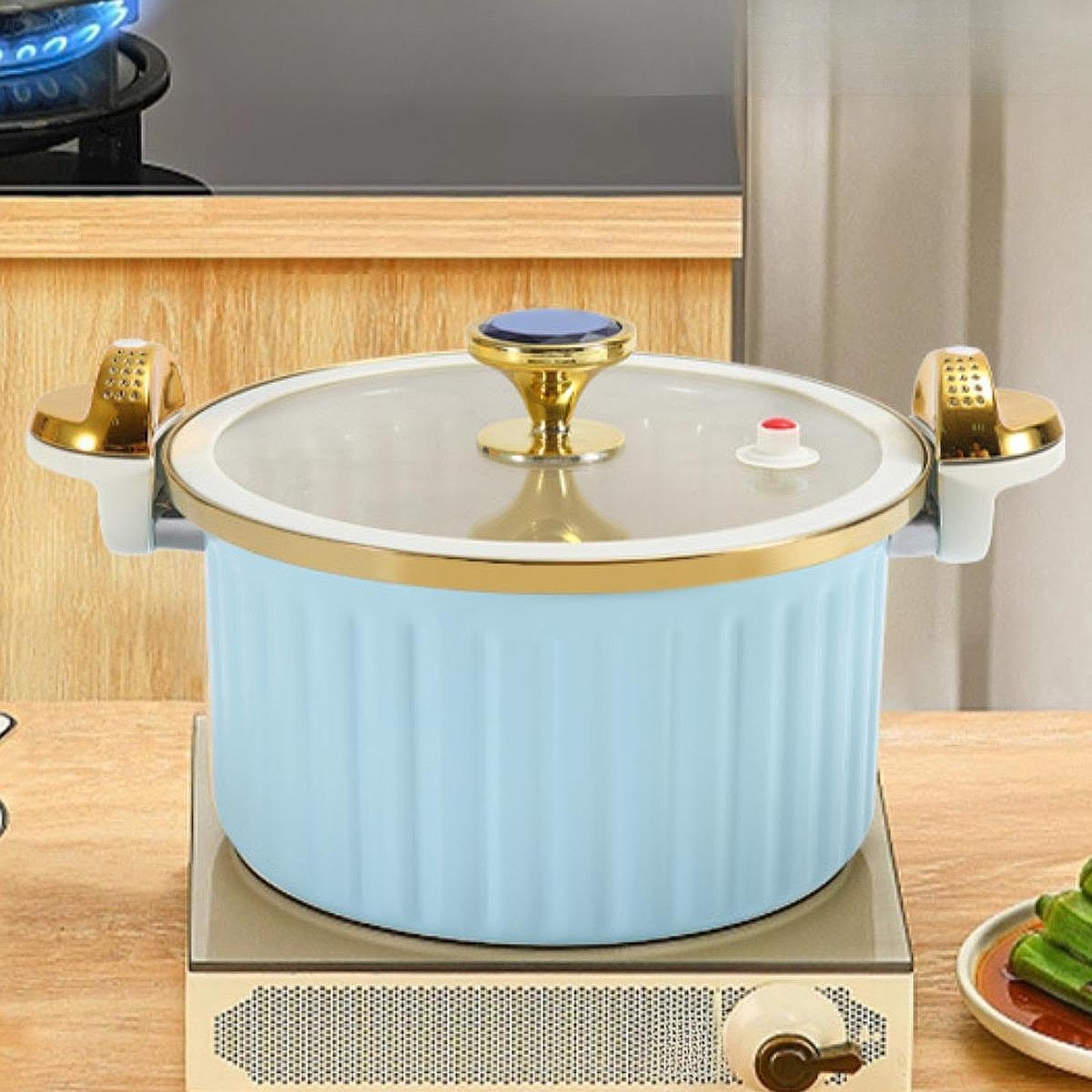 Cooking Pot 7L Noodles Bowl Easy Clean Slow Cooker for Tea Pasta Noodle Soup Blue