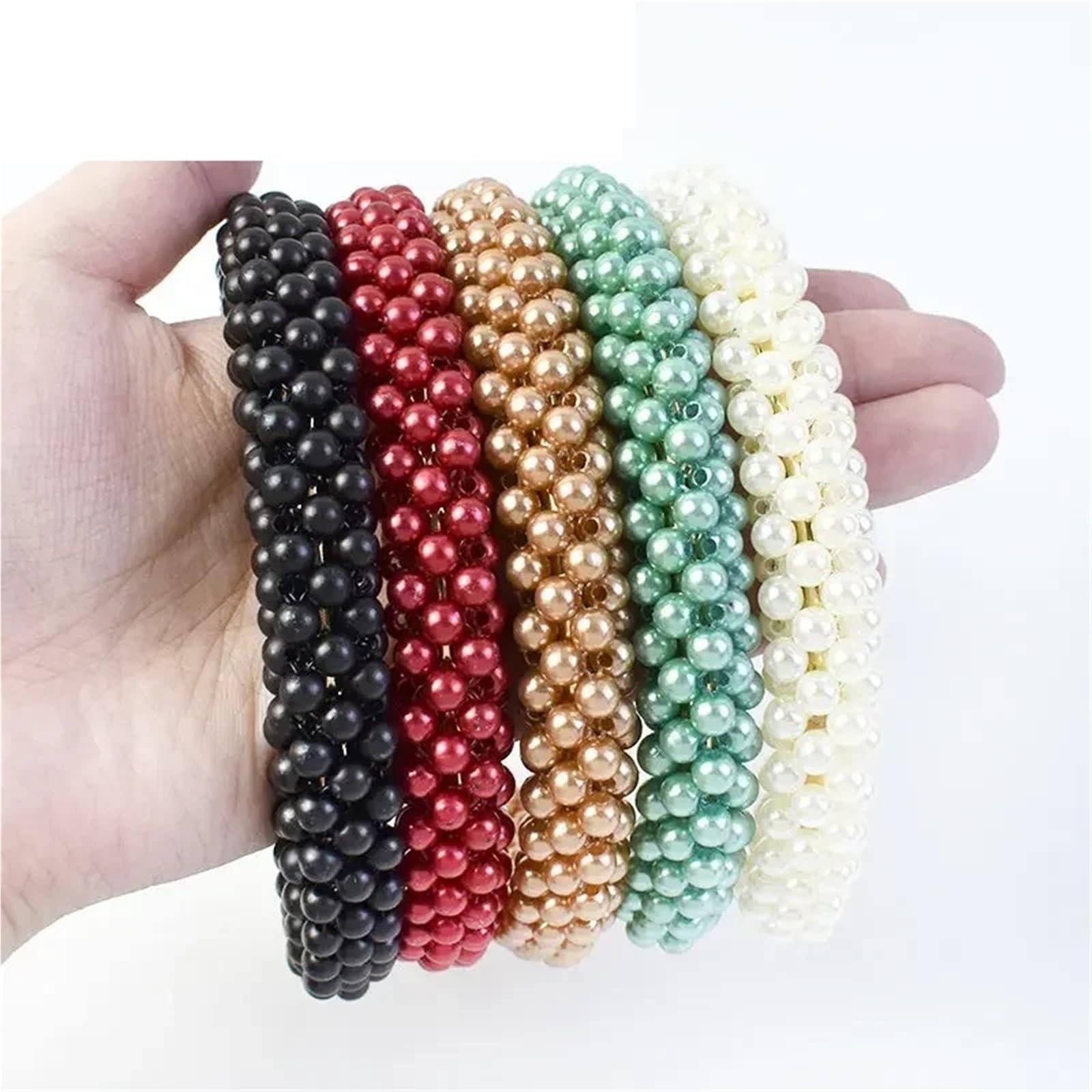 Asas Bolso Forma de D Hebillas de Metal con mango redondo de perlas, 2/4 Uds., 12cm, cierre de gancho, bolsa, anillos colgantes, hebilla de decoración, accesorios de costura DIY(Blue,12cm-4Pcs)