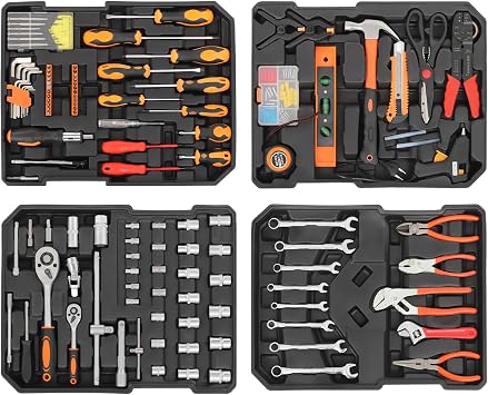 Home Tool Kit 187PCS Home Repair Tool Kit Toolbox Storage Case with Lock Hardware Tool Set for Home Maintenance, Garden Care, General Repairs