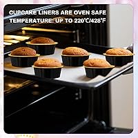 Vista 6 de 100 paquetes de ramequines desechables con tapas de 8 oz, ramequines de papel de aluminio para creme brulee, forros desechables para magdalenas